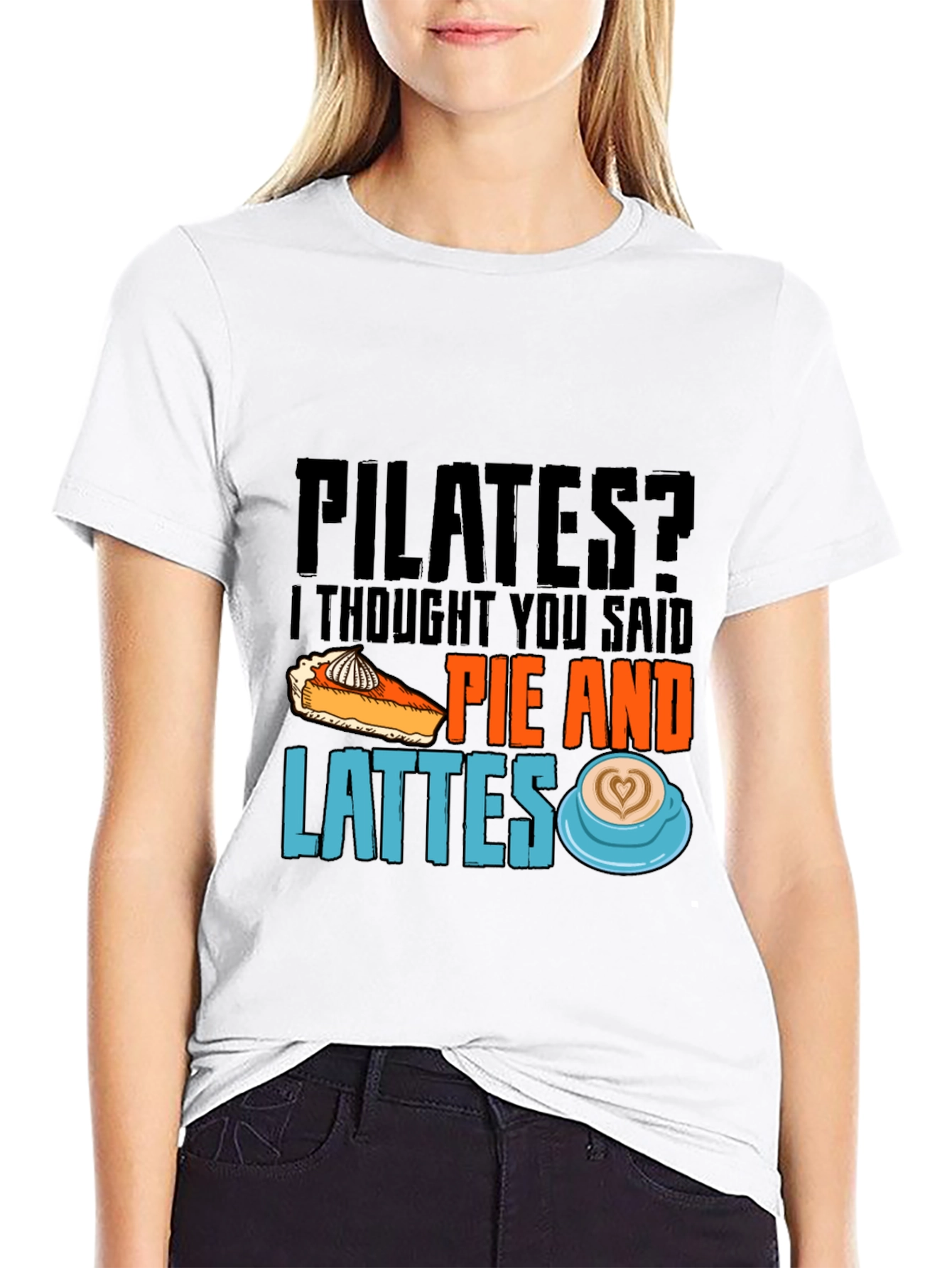 Black Pilates? Pie & Lattes T-Shirt Funny Workout Tee view 9