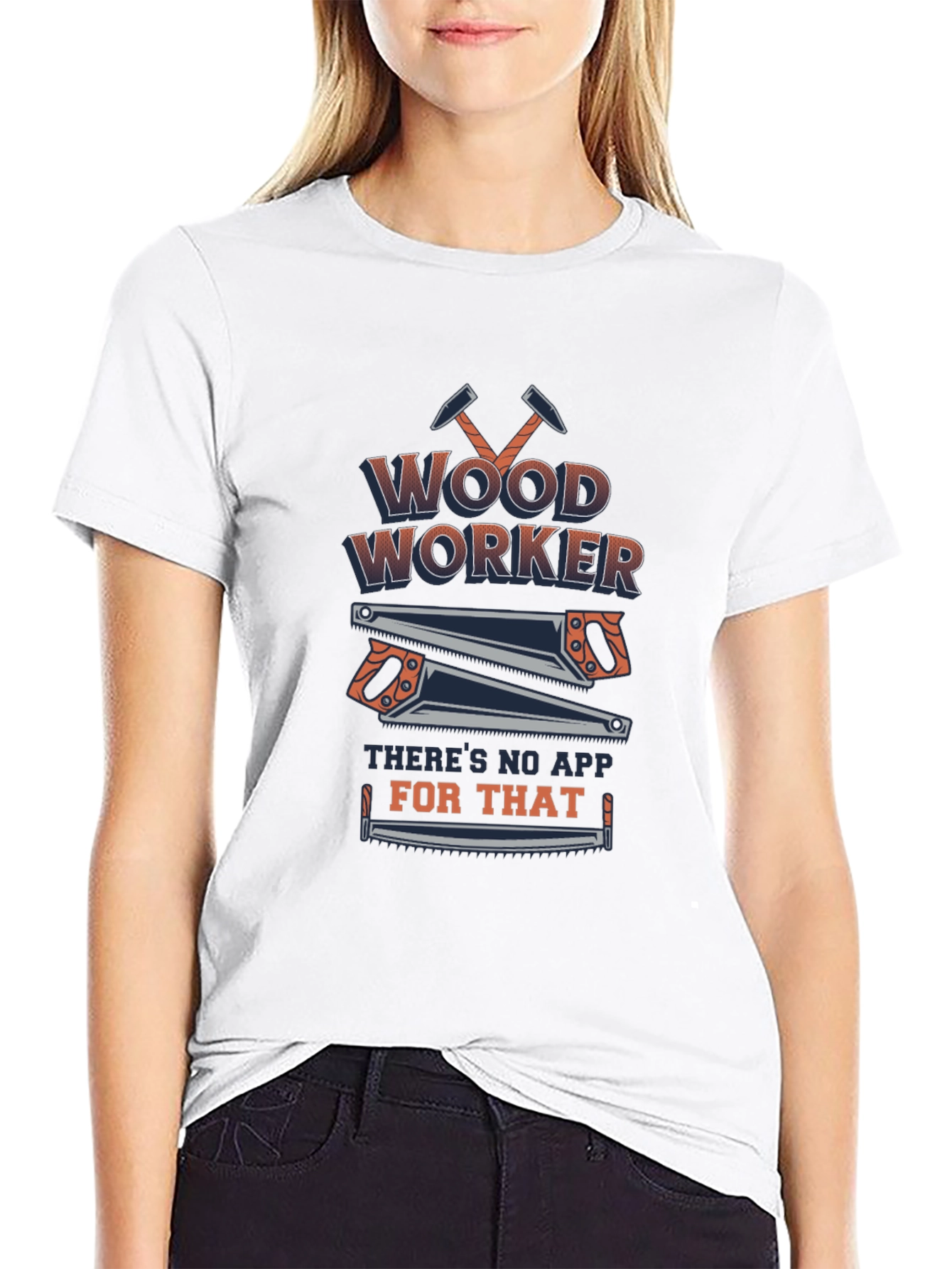Black Woodworker No App T-Shirt - Black Cotton Blend view 9