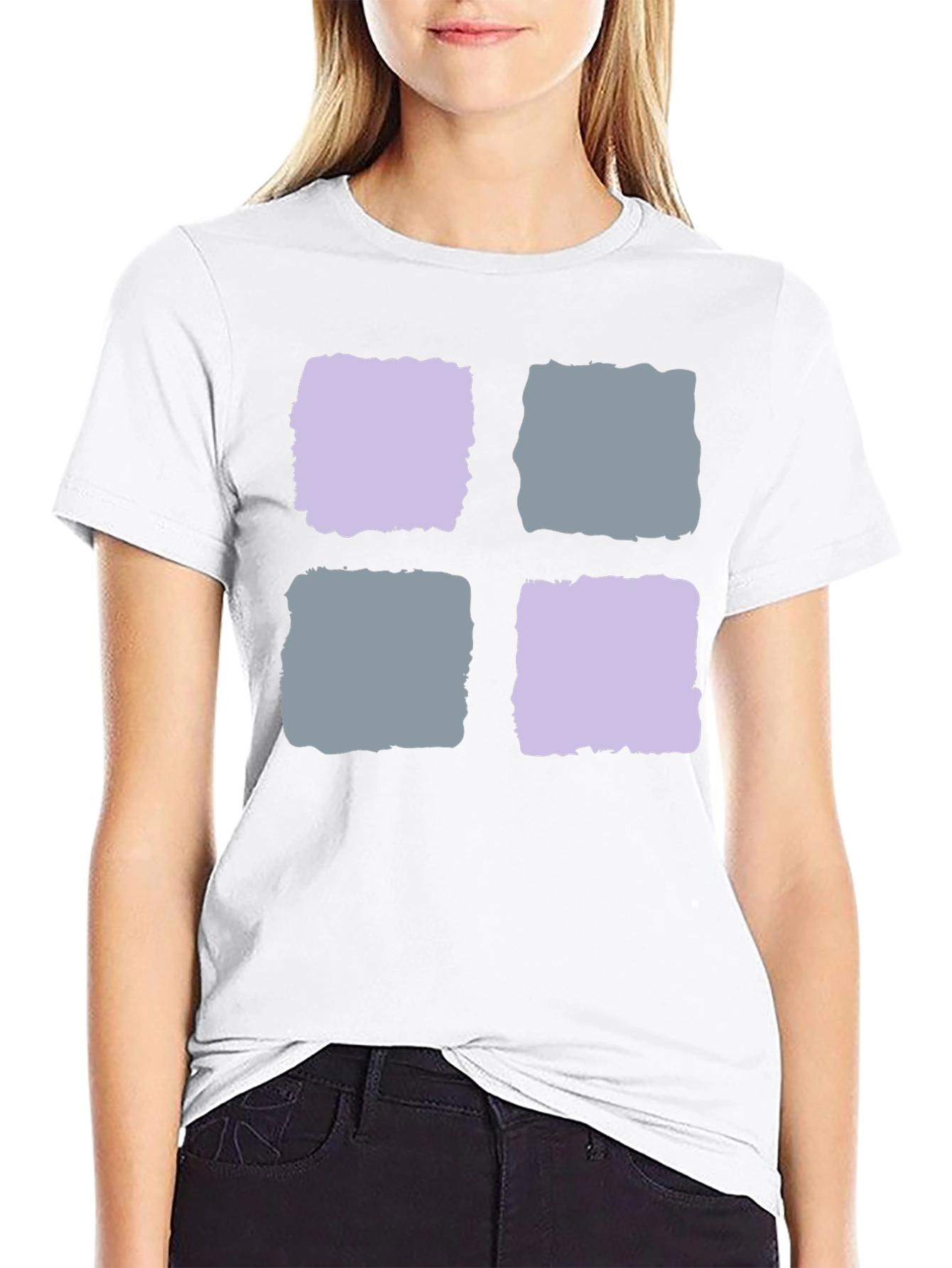 Black Abstract Squares Black T-Shirt view 9