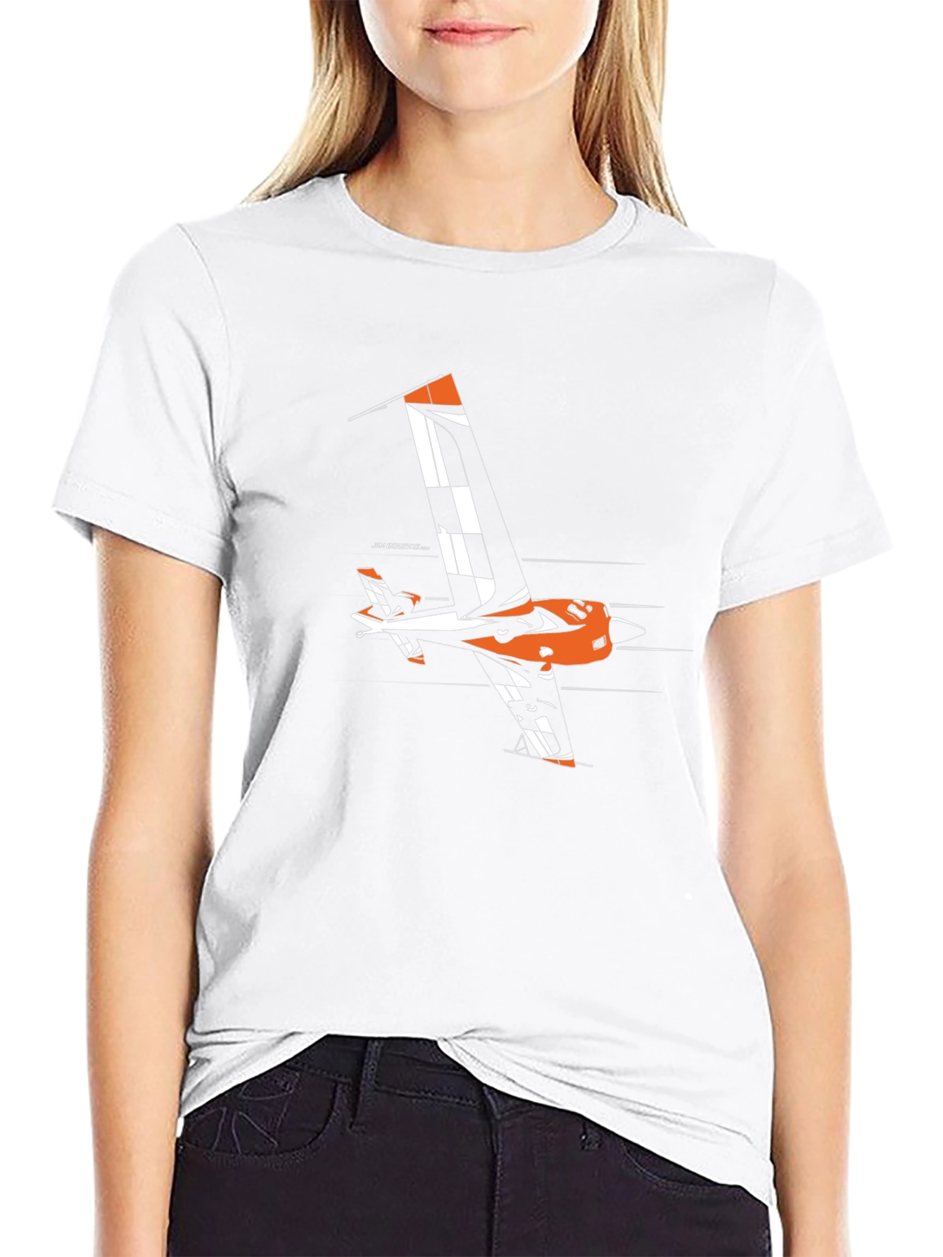 Black Orange Aerobatic Airplane T-Shirt - Black view 9