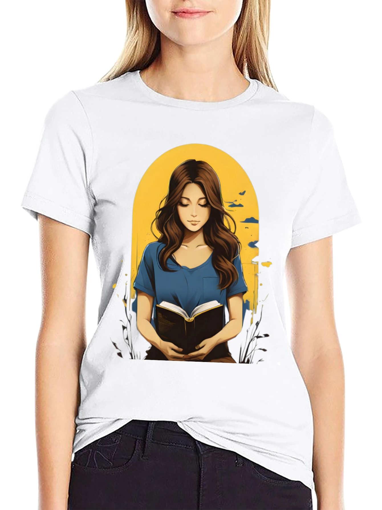 Black Woman Reading Book Graphic Tee - Stylish Casual Top view 9