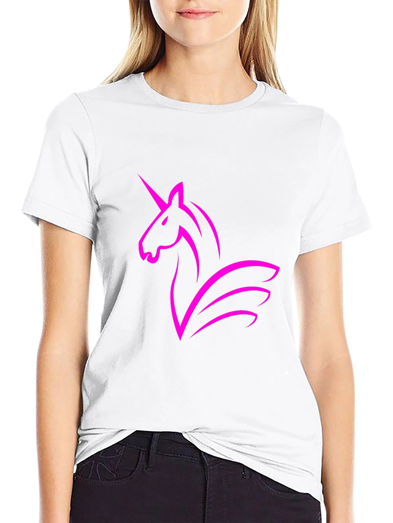 Black Black T-Shirt with Unicorn Graphic view 9