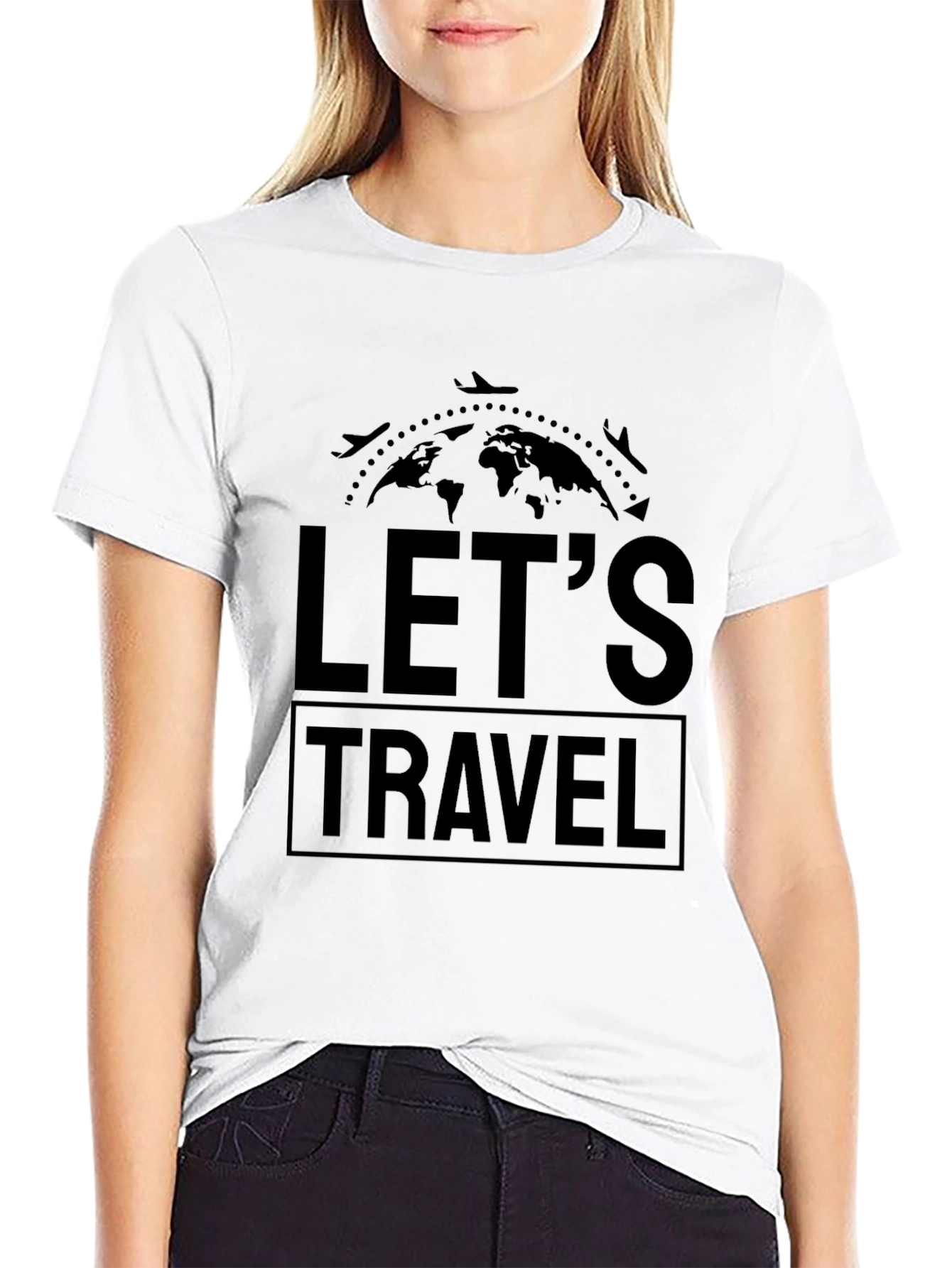 Black Let's Travel Black T-Shirt view 9