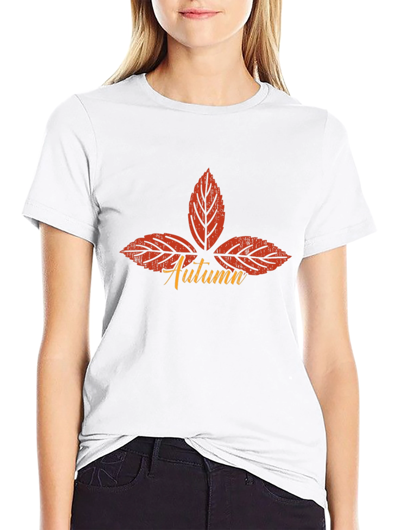 Black Autumn Leaf T-Shirt - Fall Season Apparel view 9