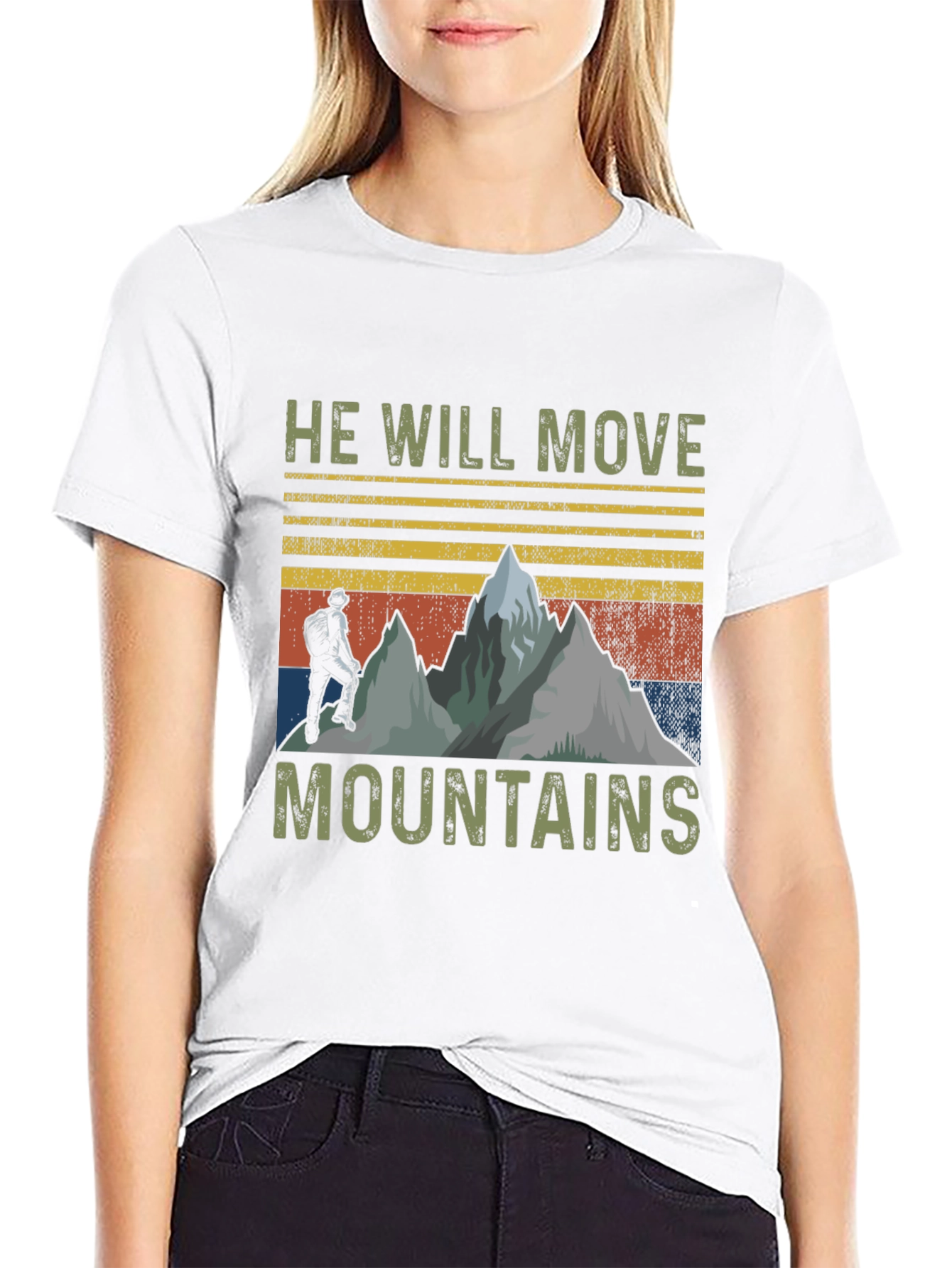 Black He Will Move Mountains Graphic Tee view 9