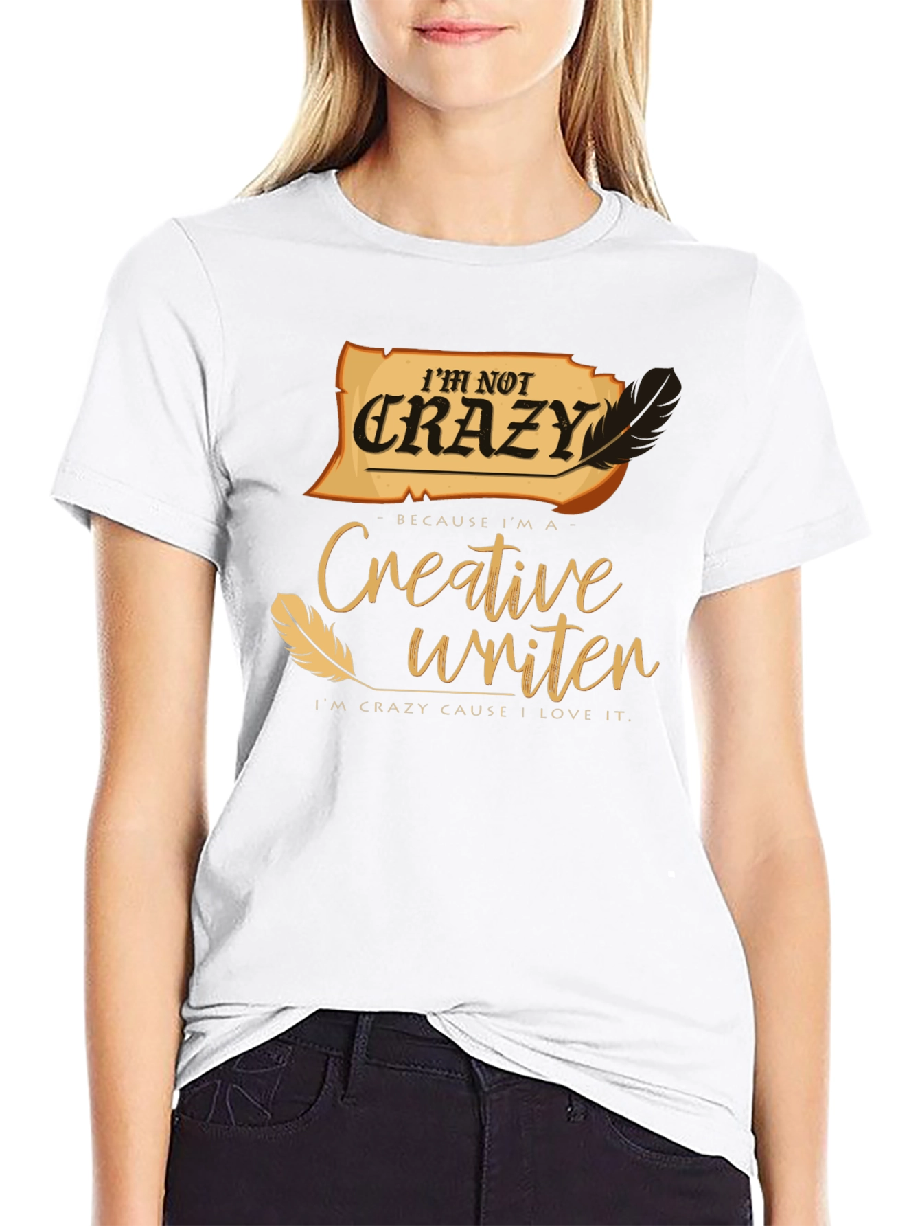 Black Creative Writer T-Shirt - I'm Not Crazy Novelty Tee view 9