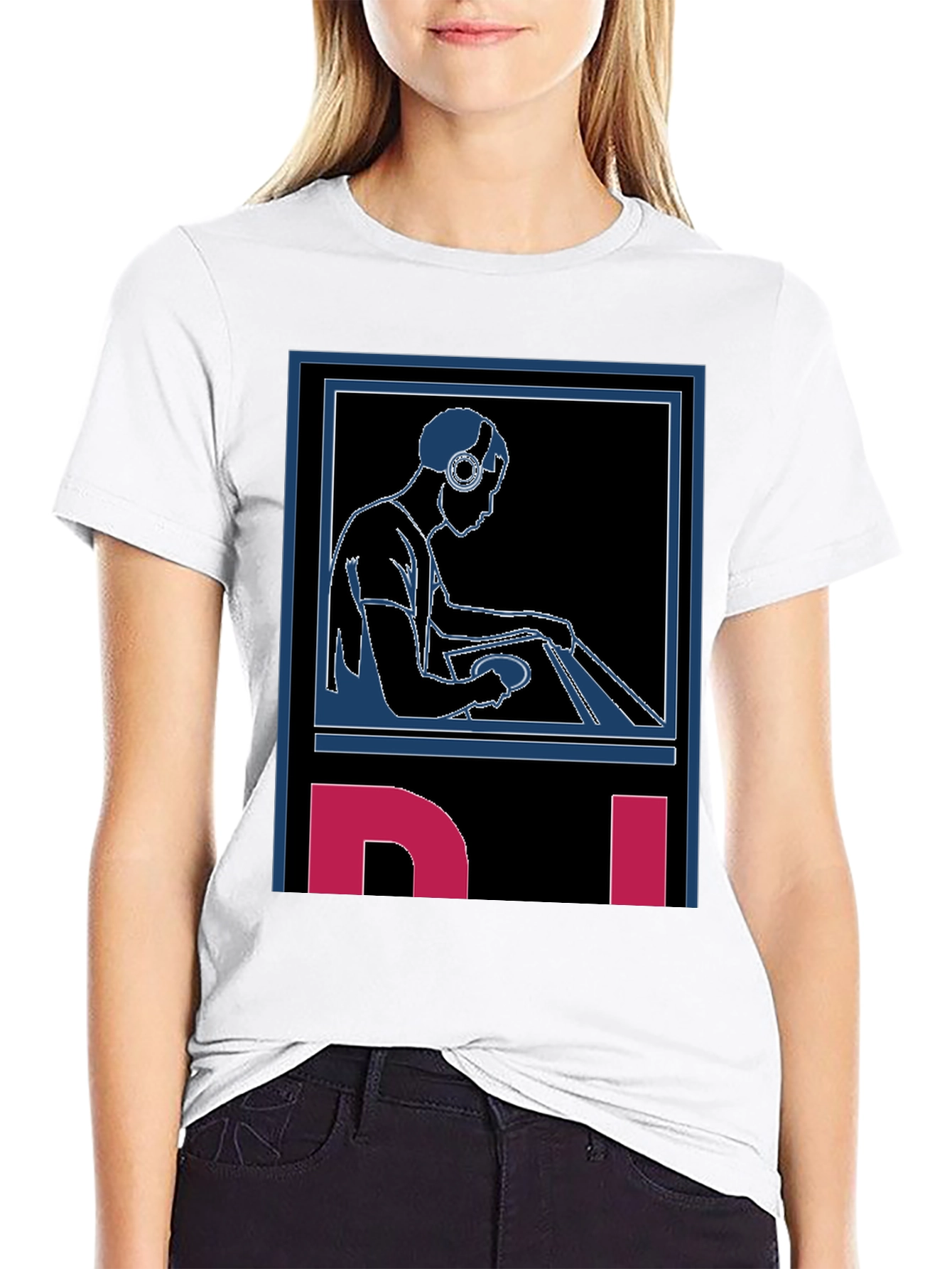 Black DJ Graphic Tee - Black Cotton Blend view 9