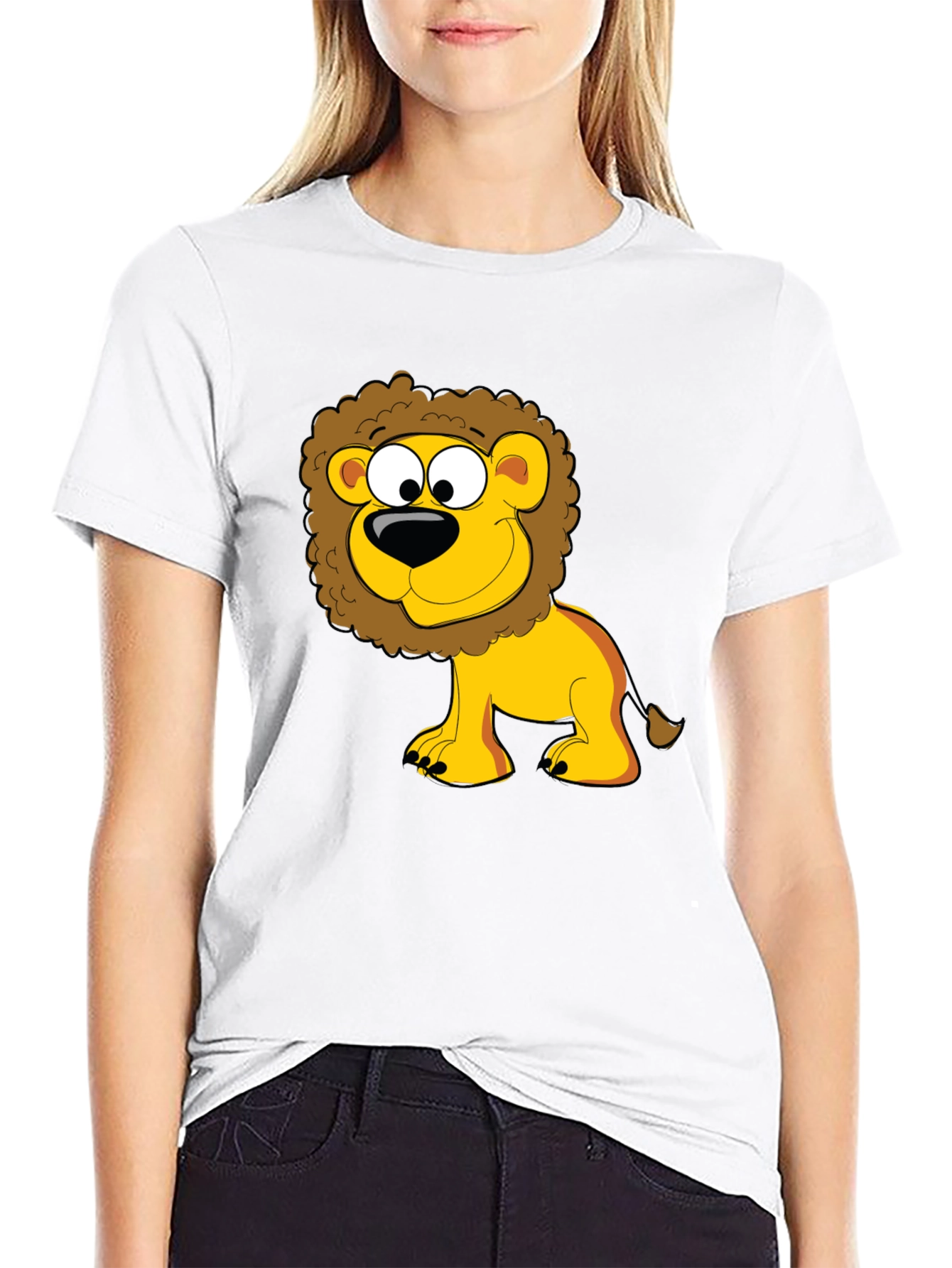Black Lion Cartoon Graphic Black T-Shirt view 9