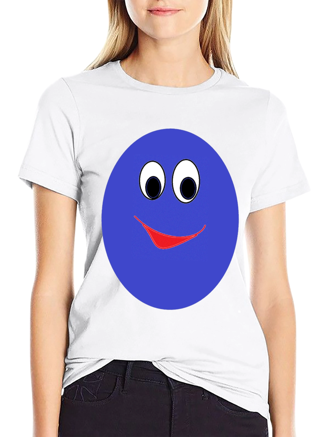 Black Smiley Face Graphic T-Shirt - Blue view 9