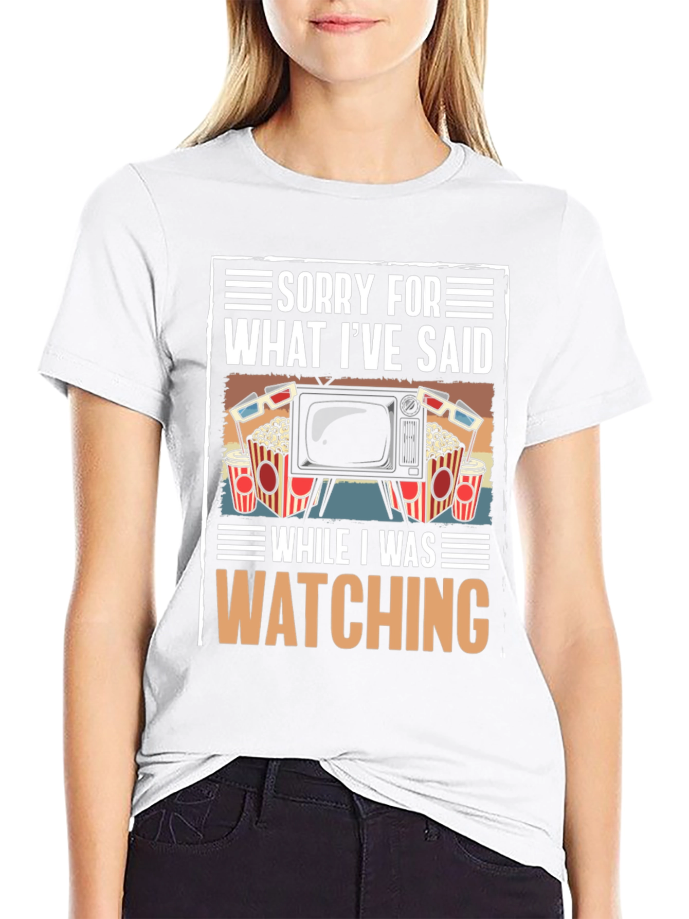 Black Funny Movie Watching T-Shirt view 9