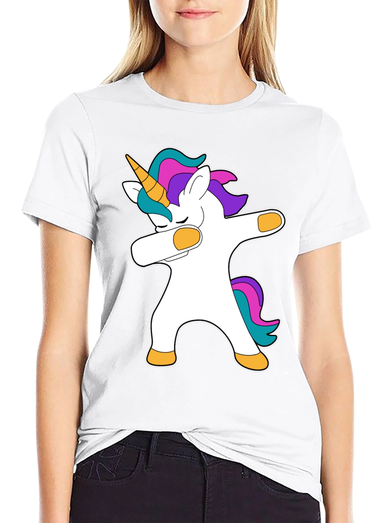 Black Dabbing Unicorn Black T-Shirt view 9