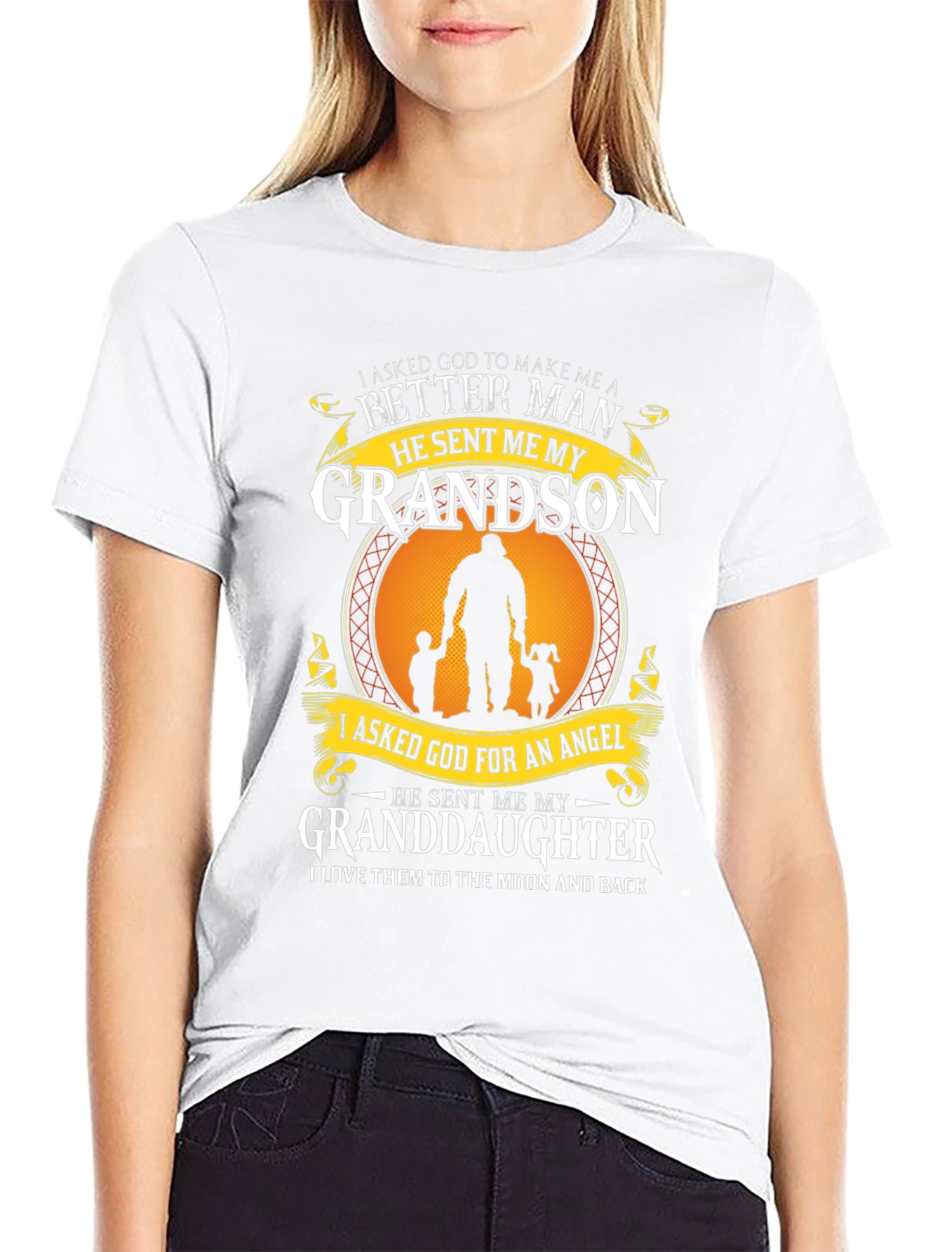 Black Grandparent T-Shirt: Grandson & Granddaughter view 9