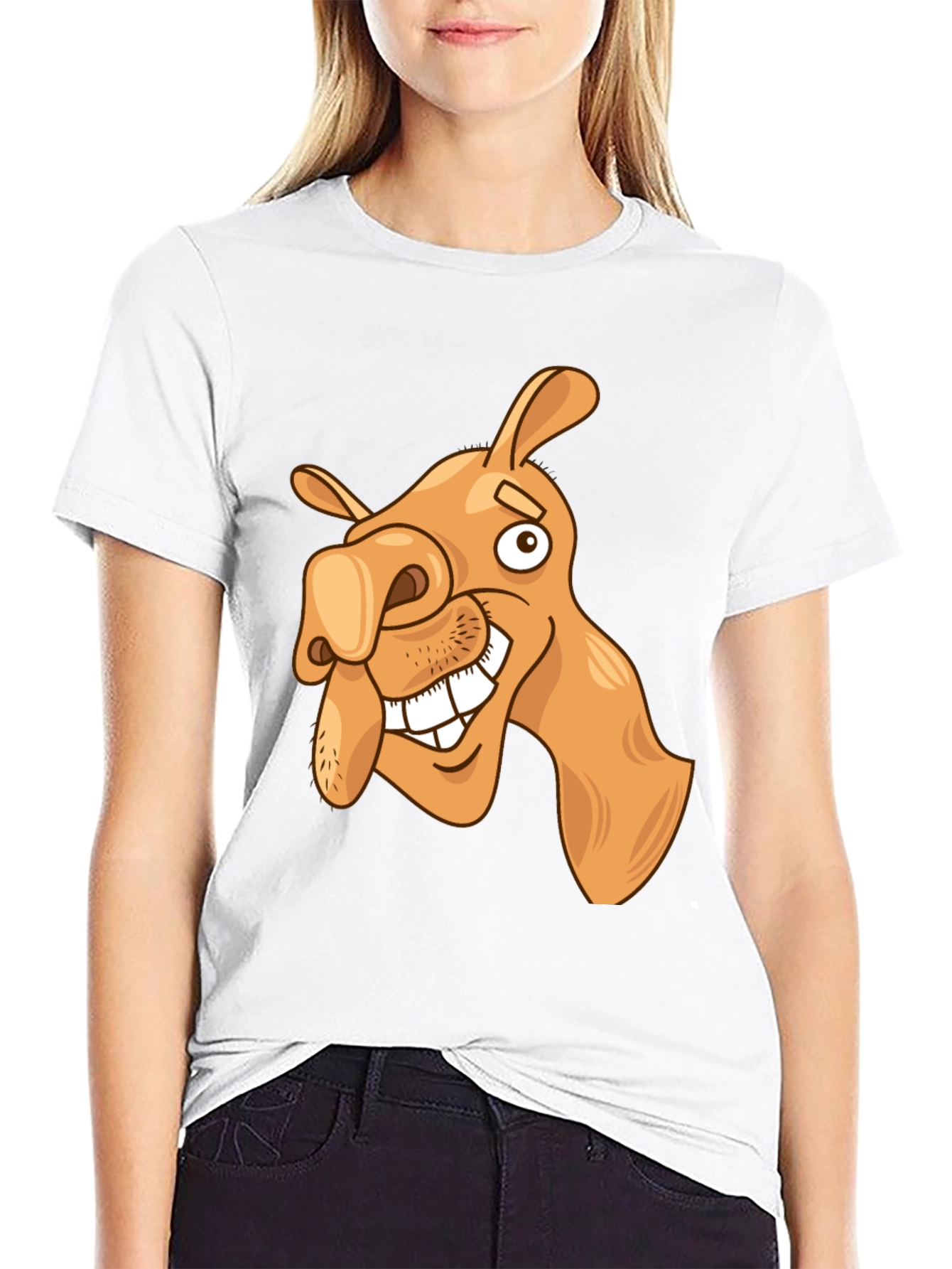 Black Funny Camel Cartoon Graphic Black T-Shirt view 9