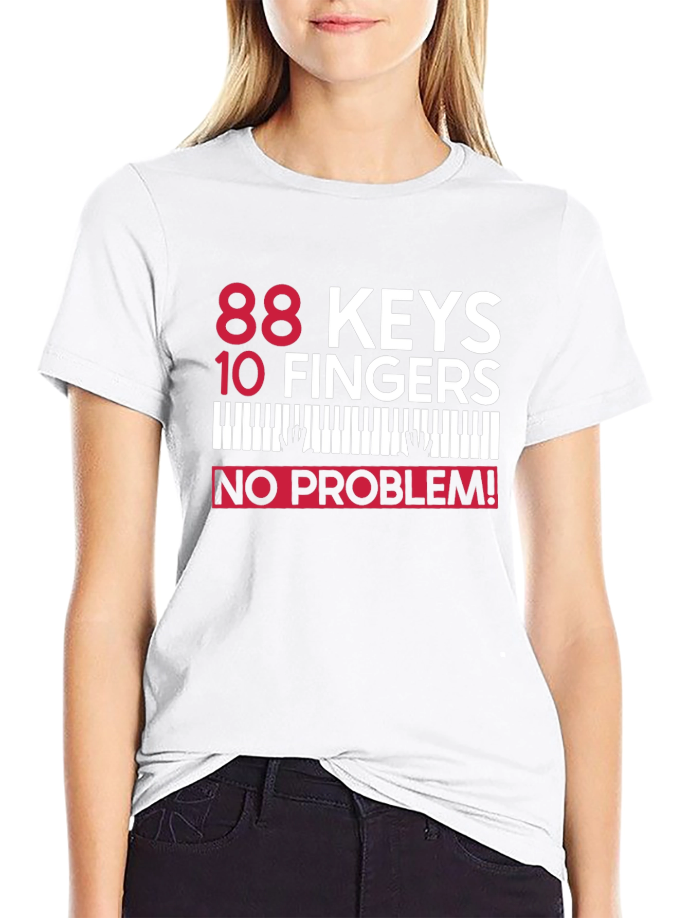 Black 88 Keys 10 Fingers No Problem! Piano T-Shirt view 9