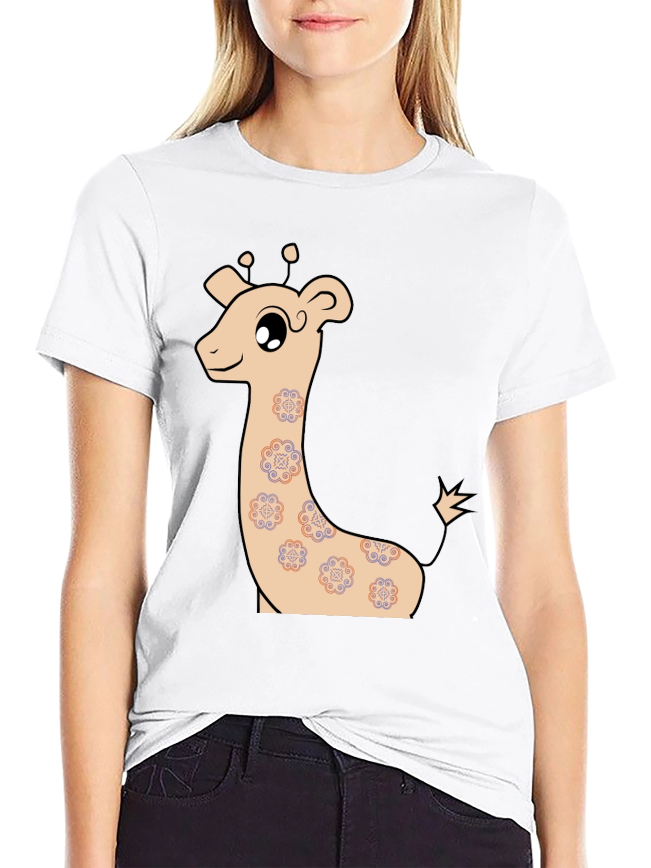 Black Cute Giraffe Graphic T-Shirt view 9