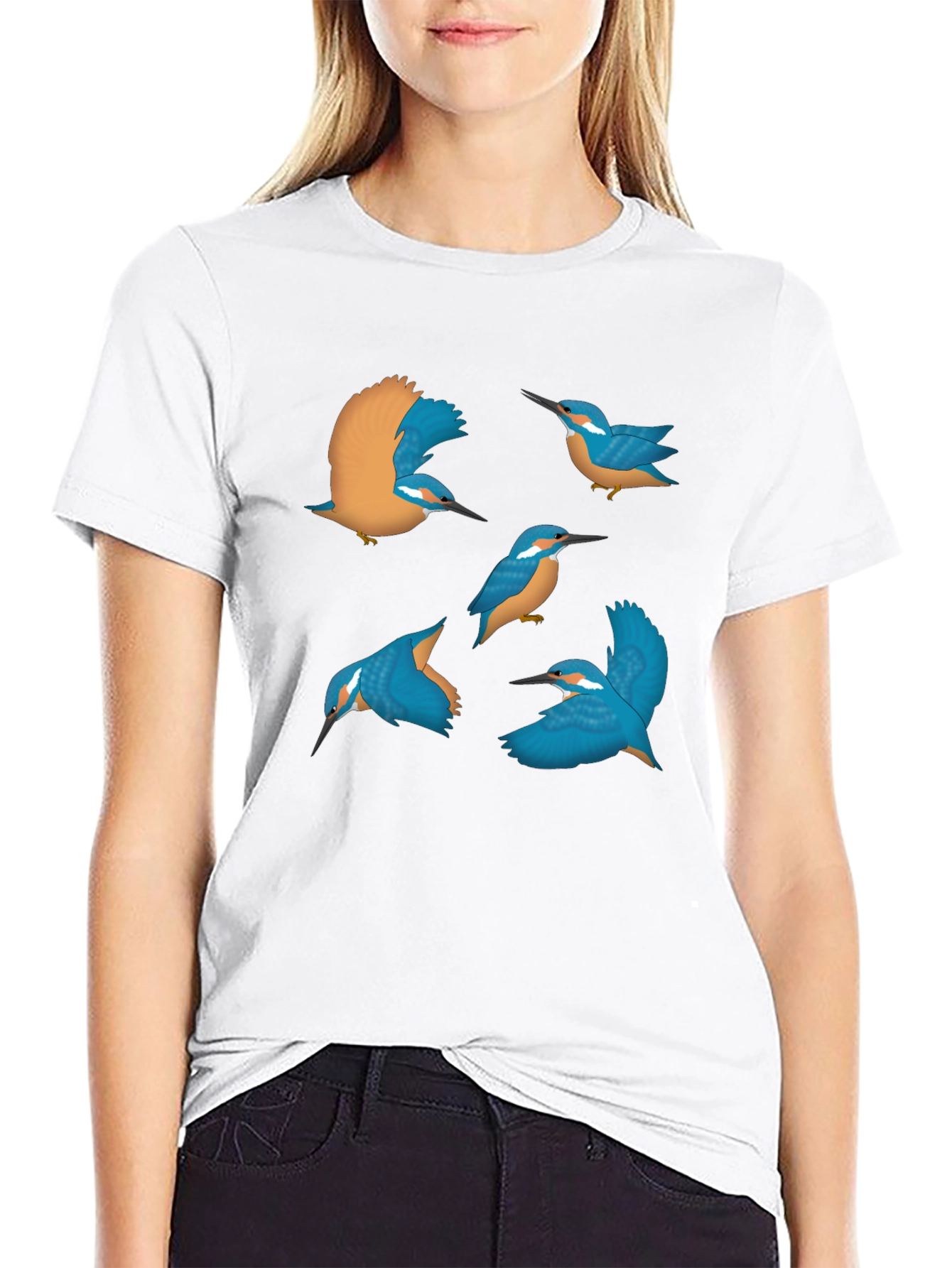 Black Kingfisher Graphic Tee - Nature Inspired Design view 9