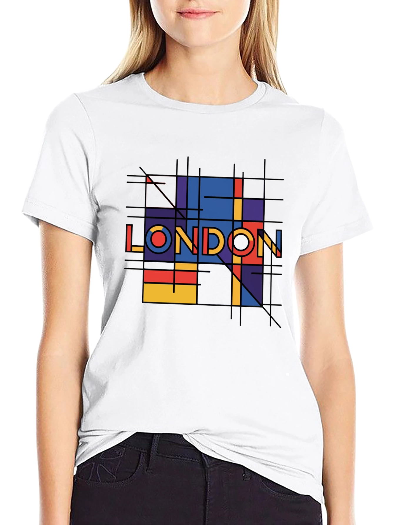 Black Geometric London Graphic Tee - Black view 9