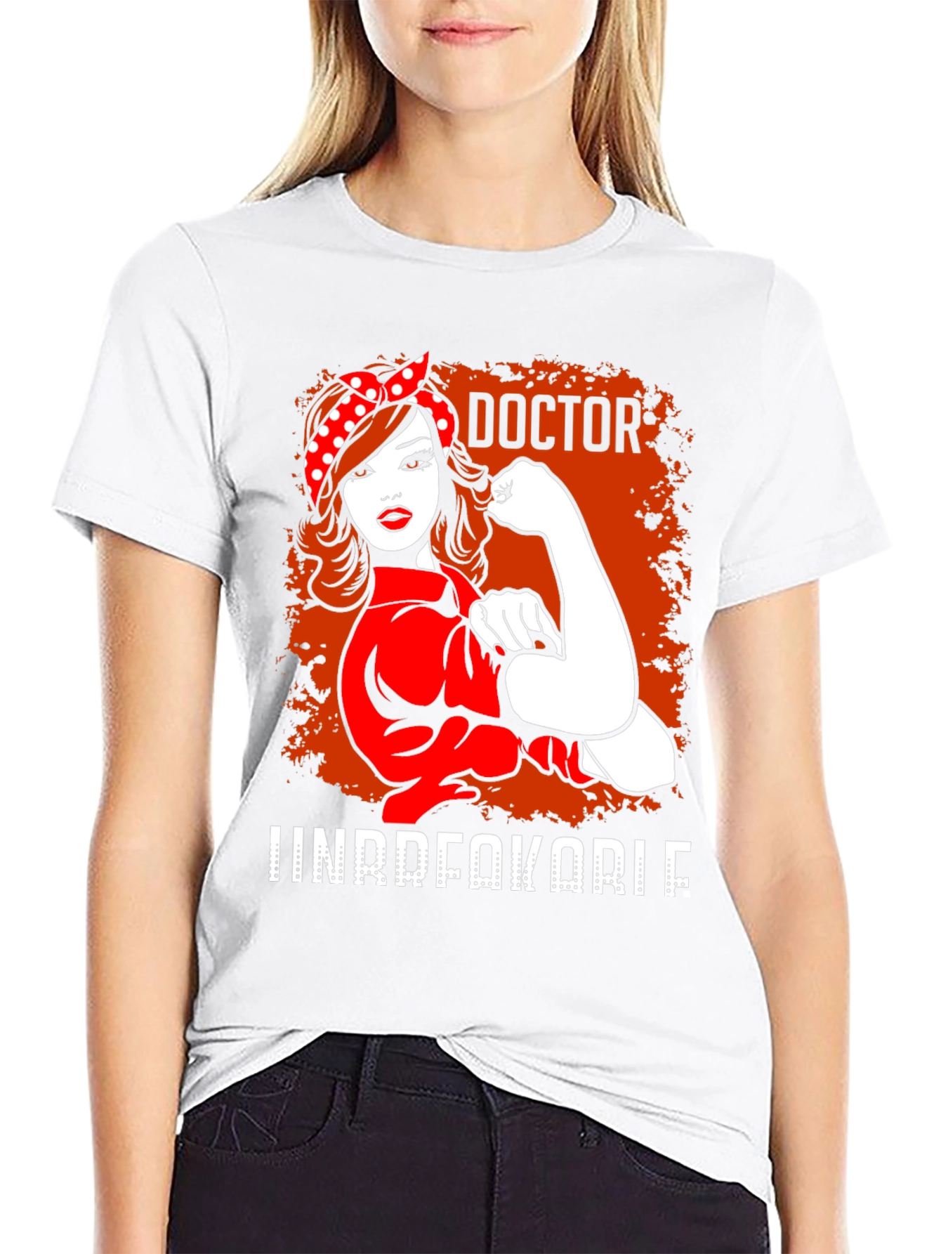Black Doctor Unbreakable T-Shirt - Rosie the Riveter Style view 9
