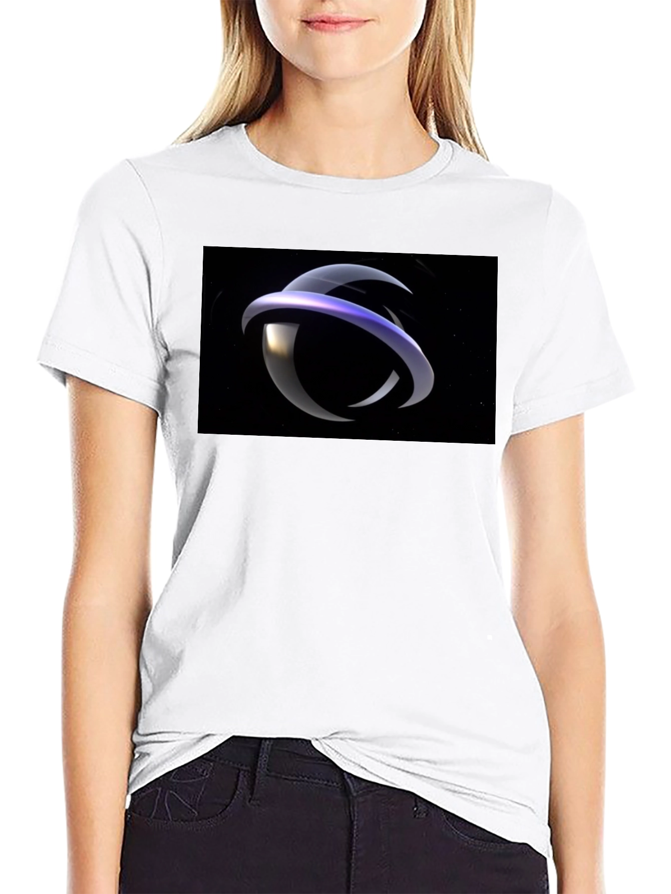 Black Abstract Ring Graphic T-Shirt - Stylish Black Tee view 9