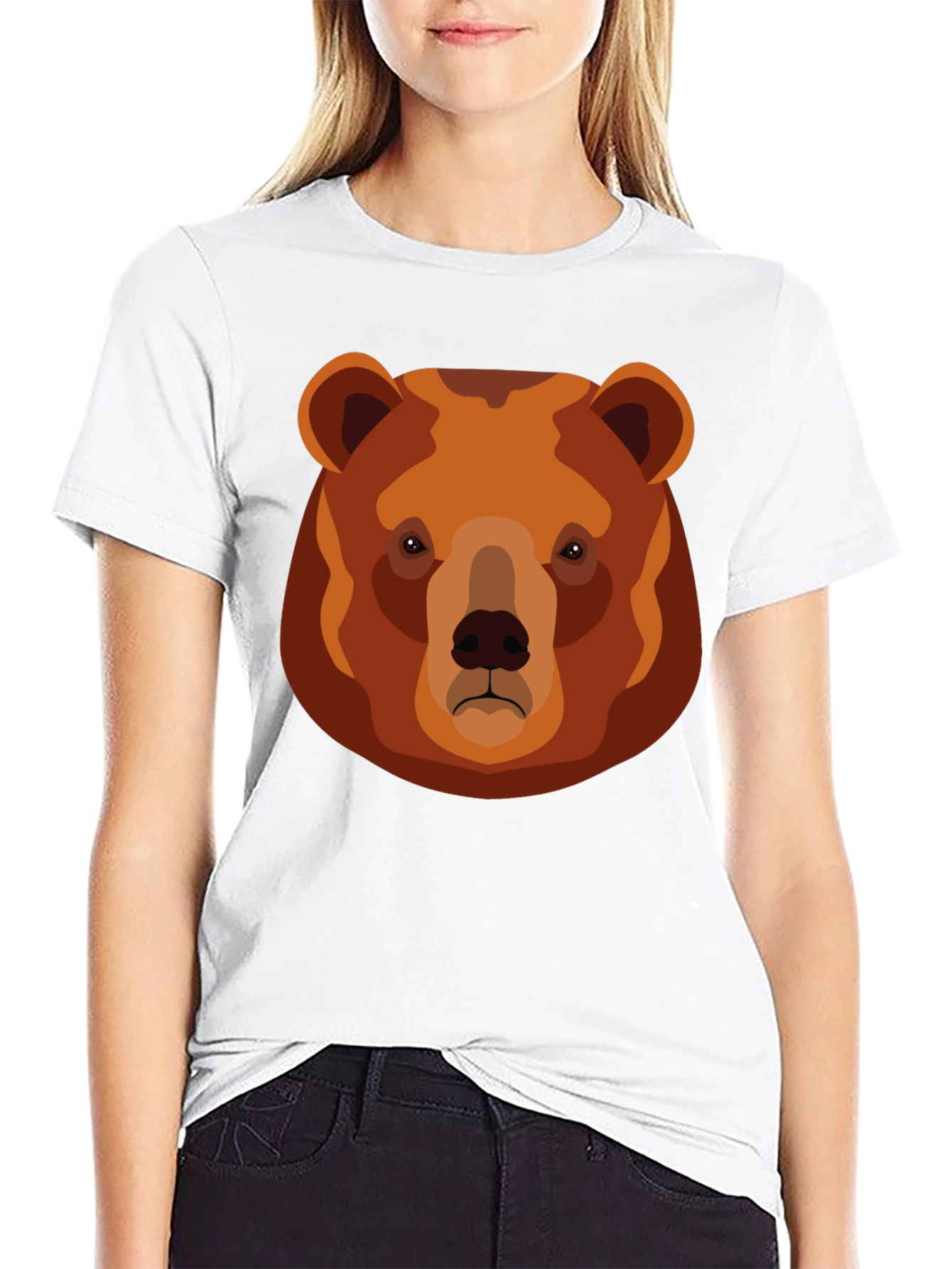 Black Grizzly Bear Graphic T-Shirt - Black Cotton Tee view 9