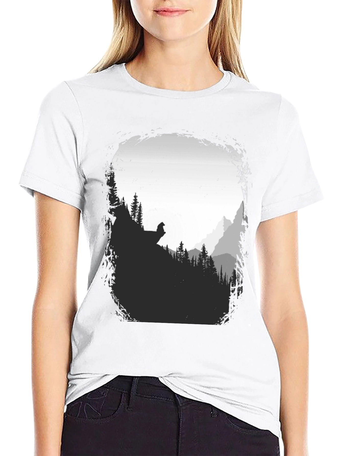Black Nature Scene Graphic T-Shirt - Black view 9