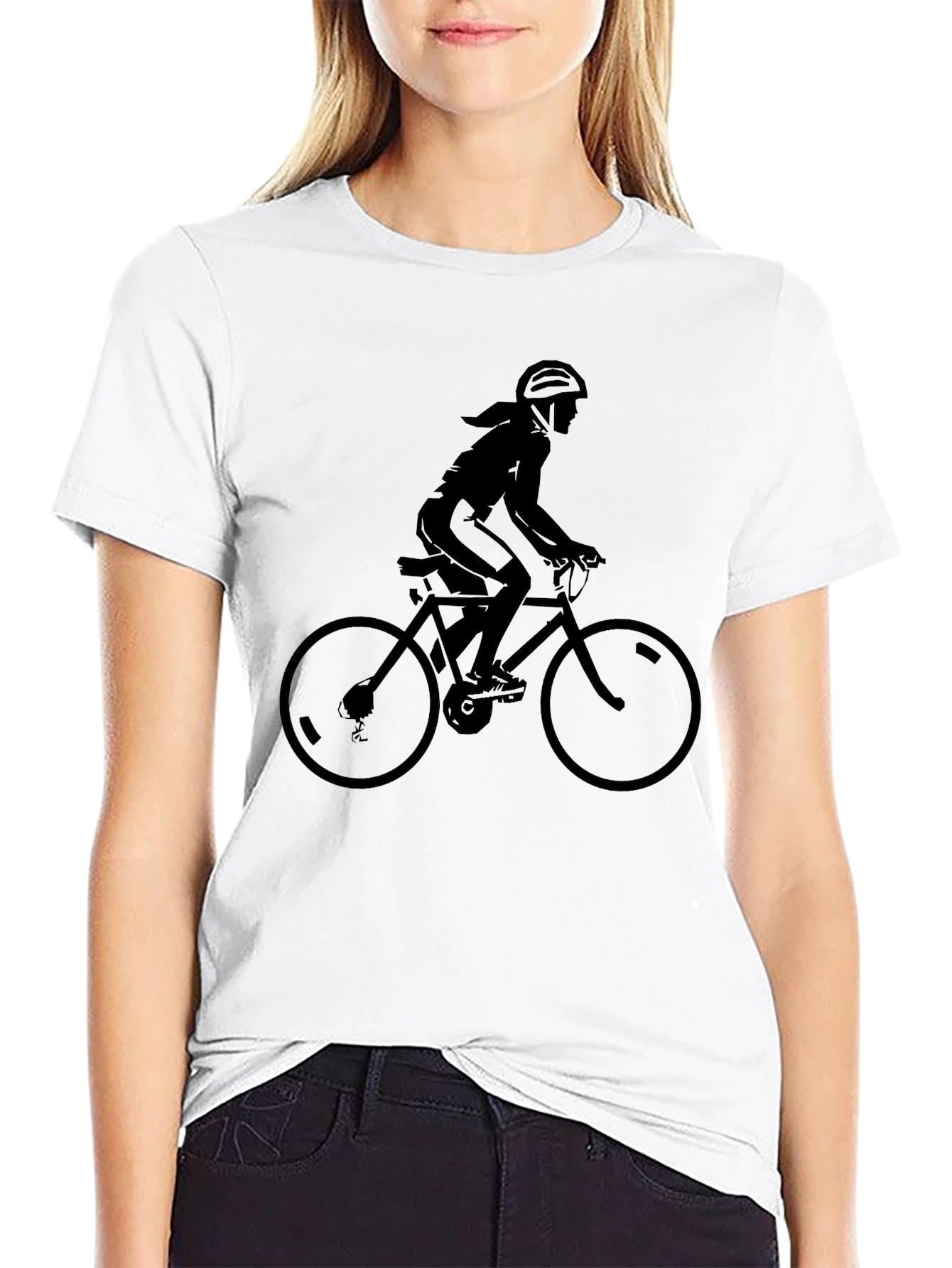 Black Cyclist Silhouette T-Shirt - Black Graphic Tee view 9