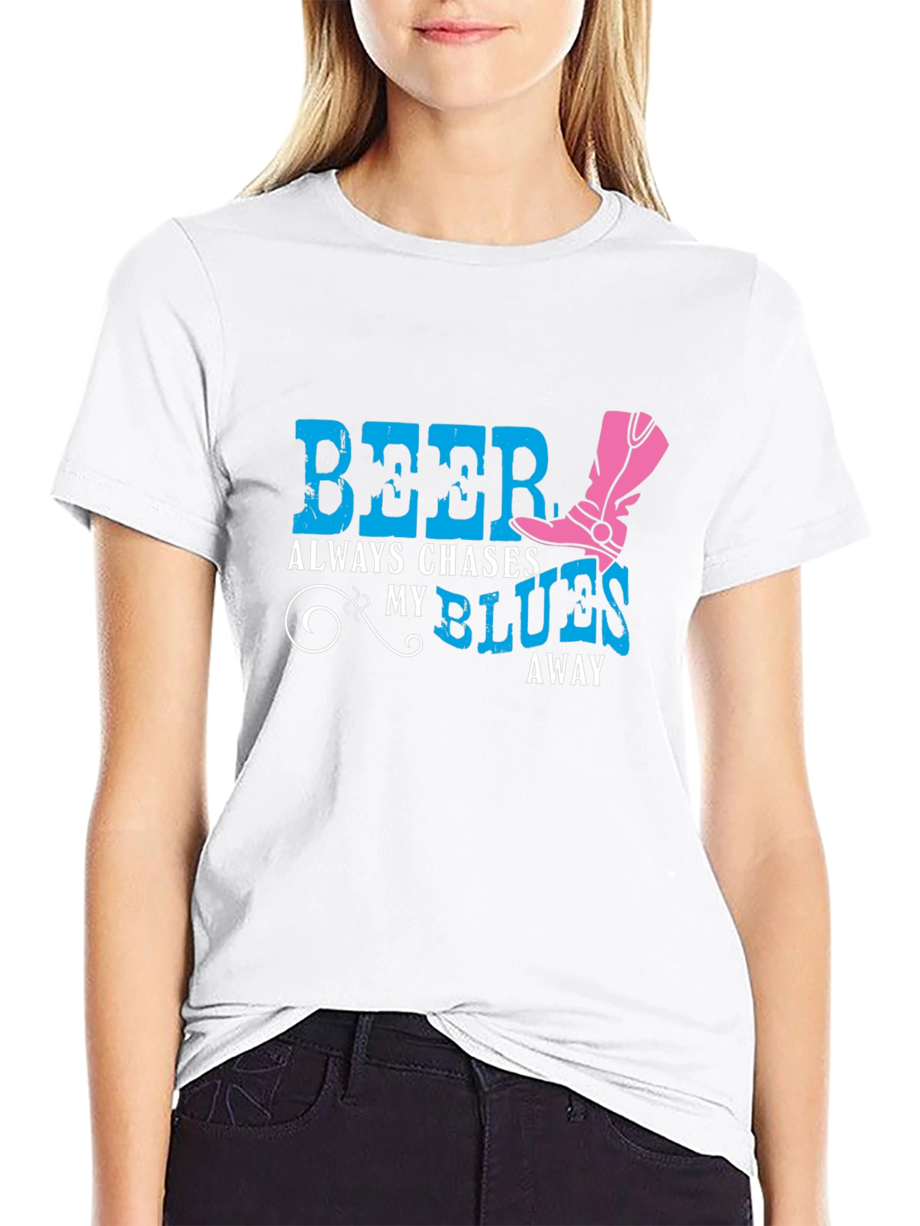 Black Beer Chases My Blues Away Graphic Tee view 9