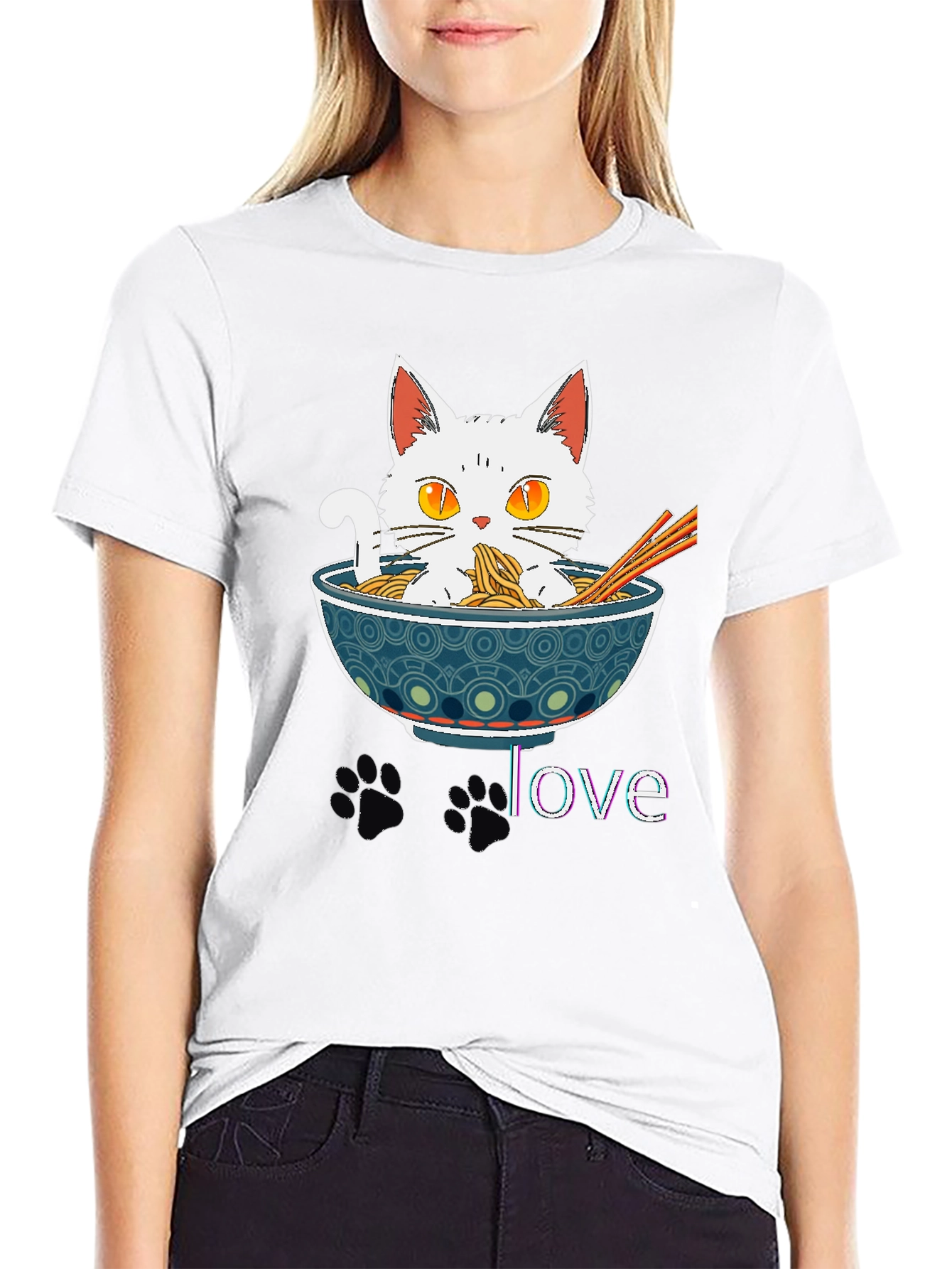 Black Cat Ramen Bowl T-Shirt - Funny & Stylish! view 9