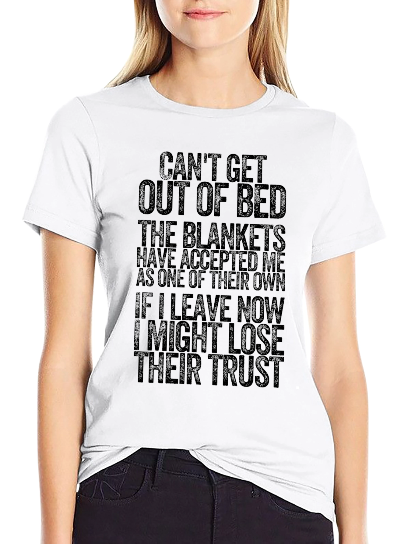 Black Funny Can't Get Out of Bed Graphic T-Shirt view 9