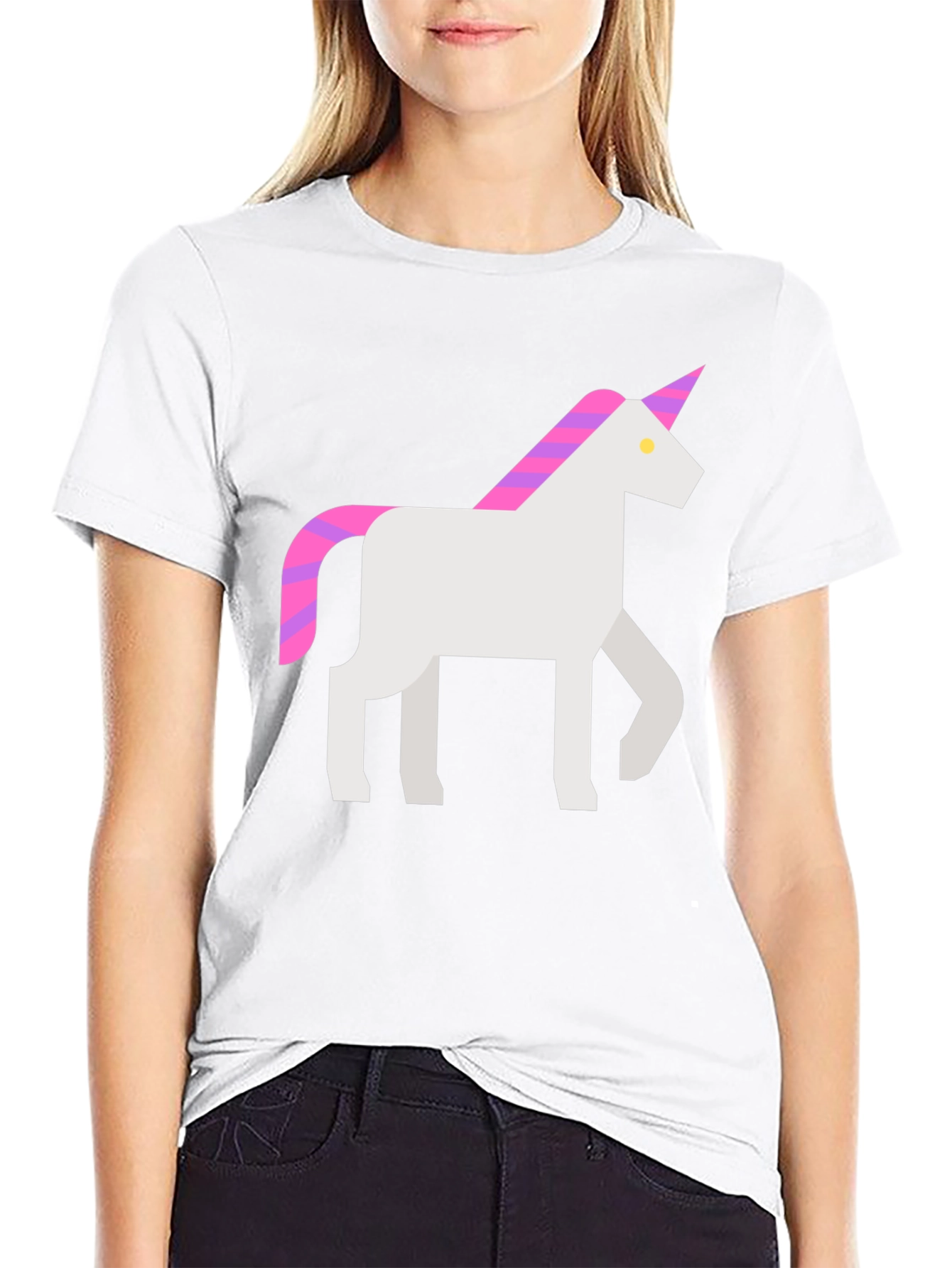 Black Geometric Unicorn Graphic Tee - Black Cotton T-Shirt view 9