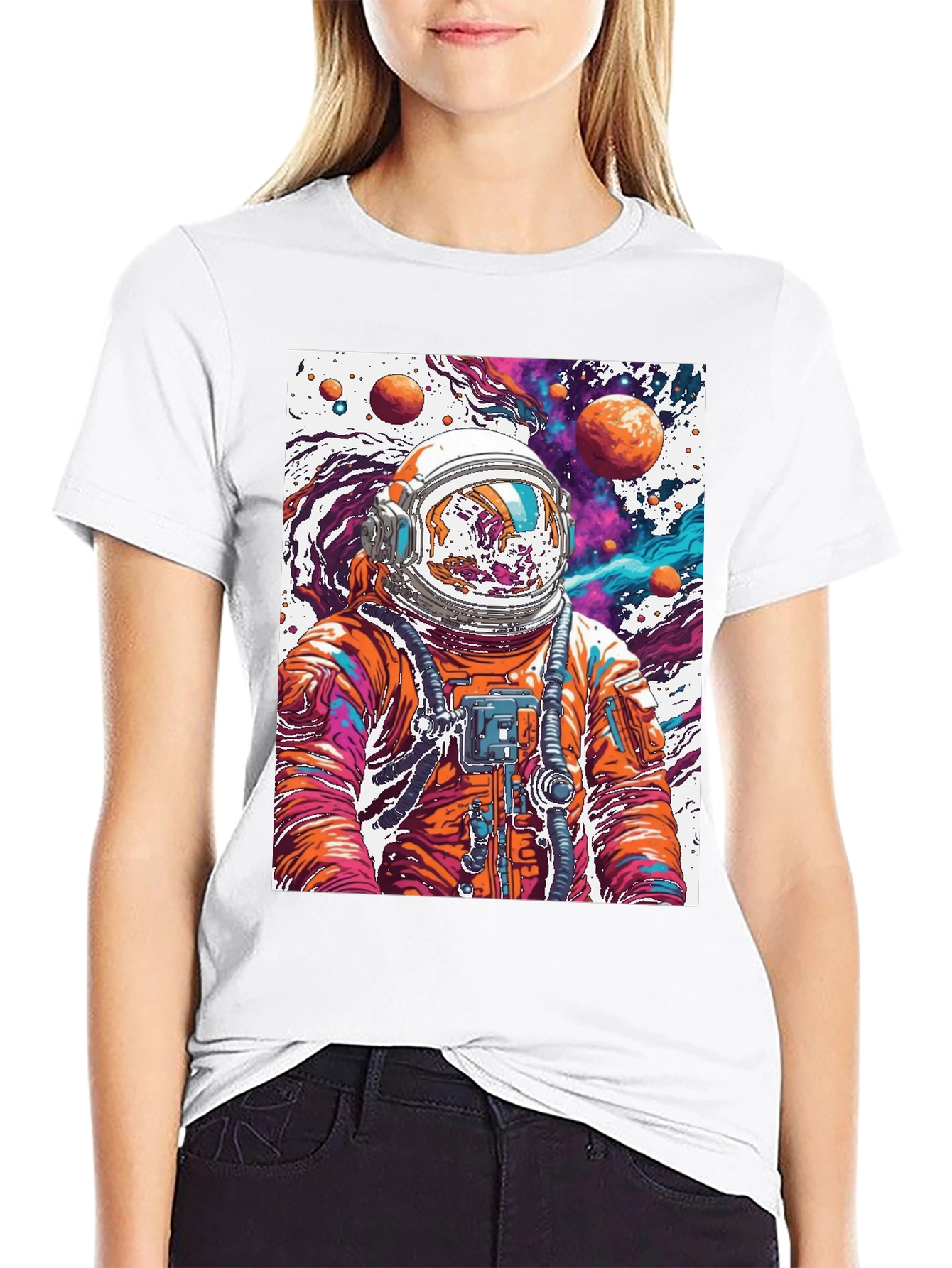 Black Astronaut Galaxy Black T-Shirt view 9