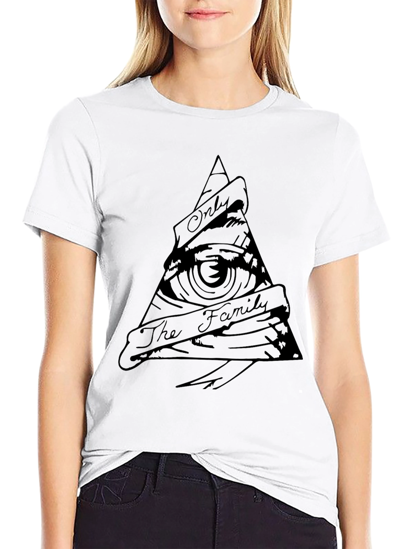 Black Illuminati Eye Graphic Black T-Shirt view 9