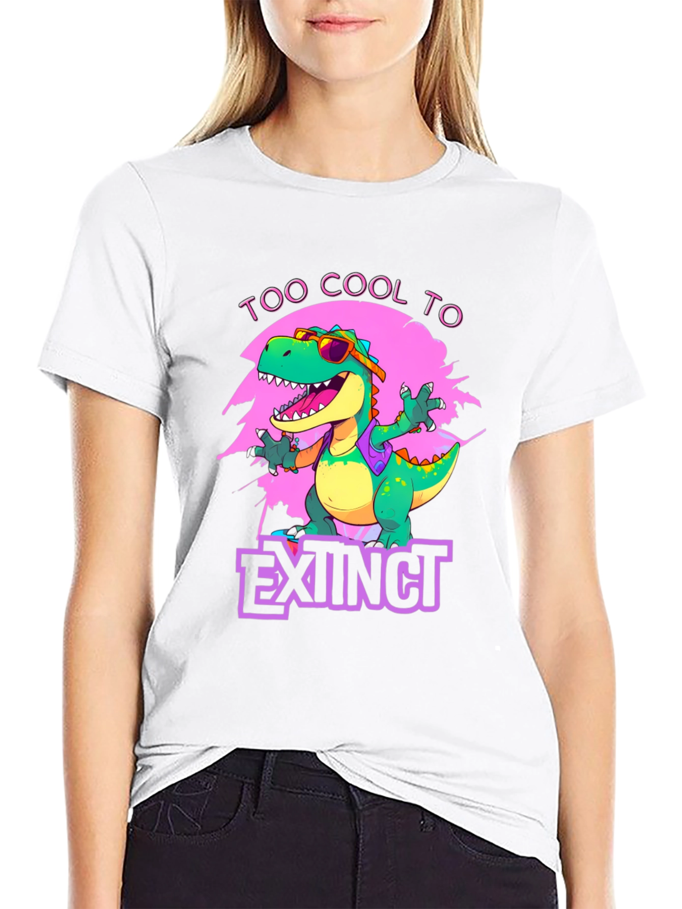 Black Cool Dinosaur Graphic T-Shirt - Extinct Humor view 9