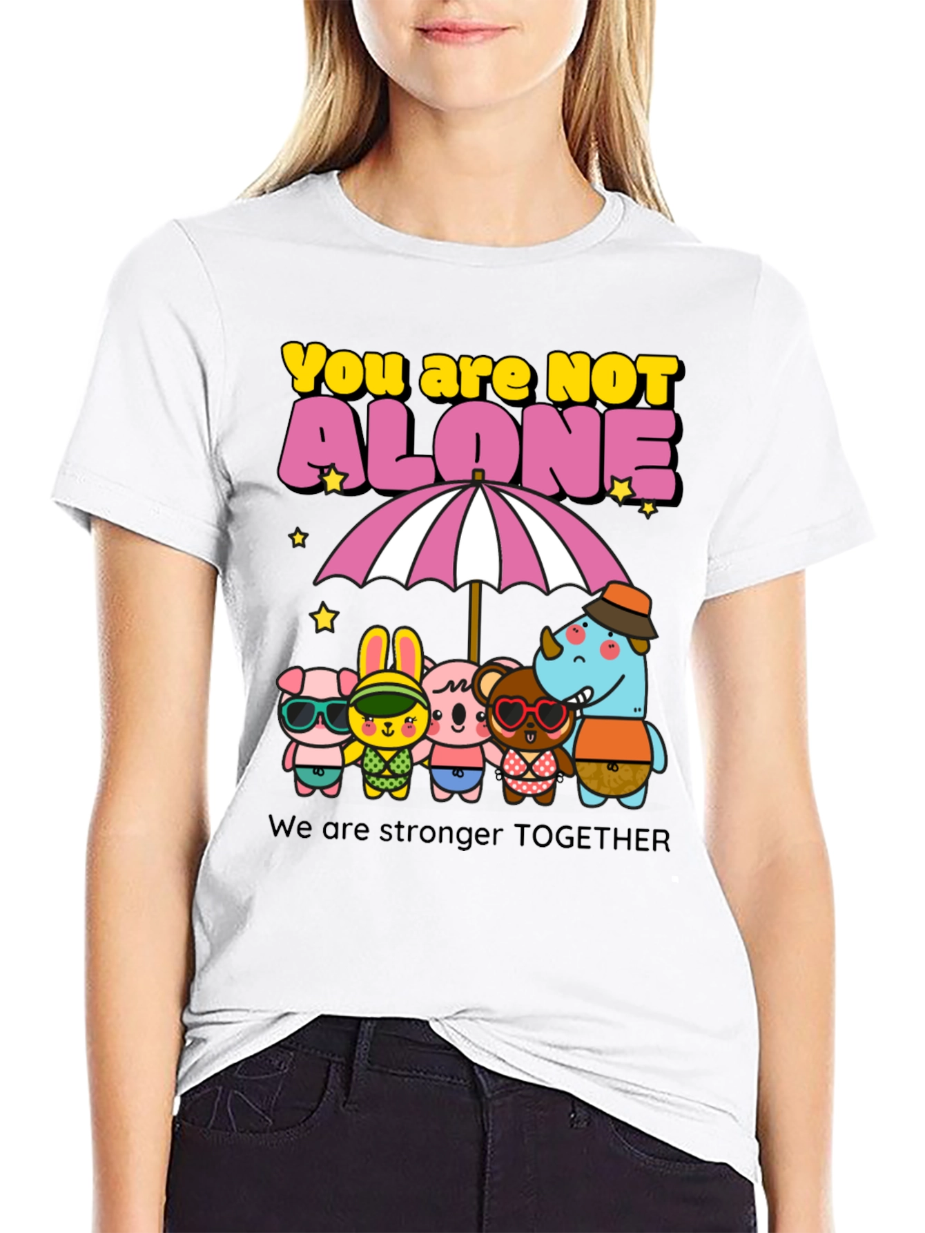 Black You Are Not Alone Graphic Tee view 9
