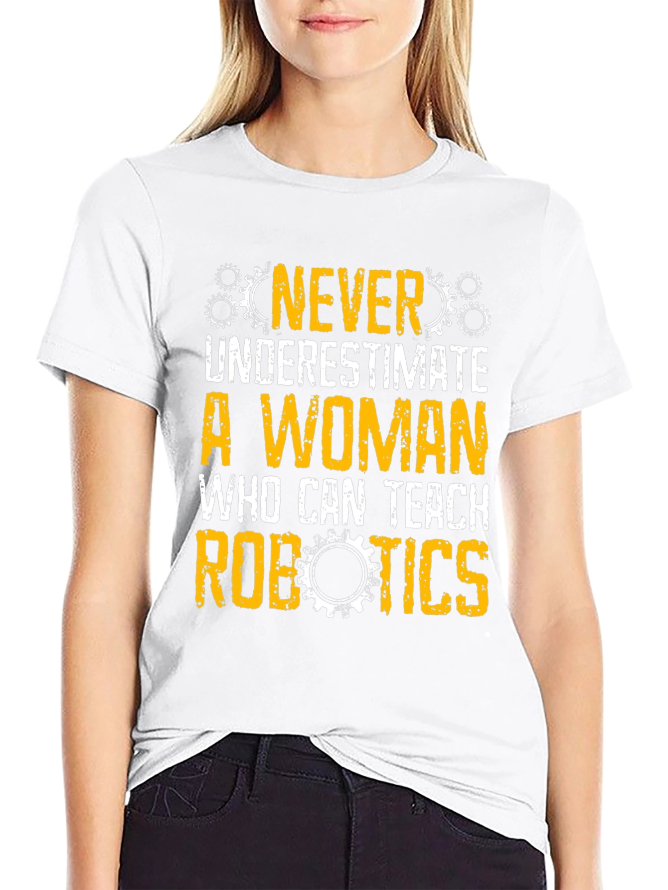 Black Never Underestimate Woman Robotics Teacher T-Shirt view 9