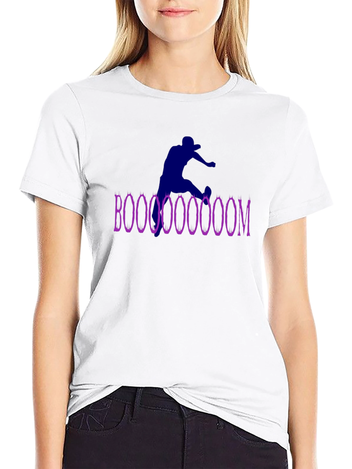 Black Skateboarder Graphic Tee - "BOOOOOOOOOM" Design view 9