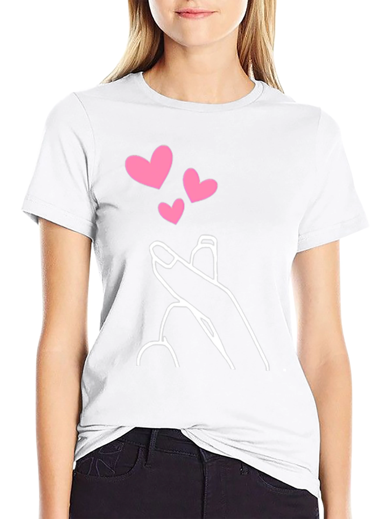 Black Heart Finger Gesture Graphic Tee - Stylish Casual Wear view 9