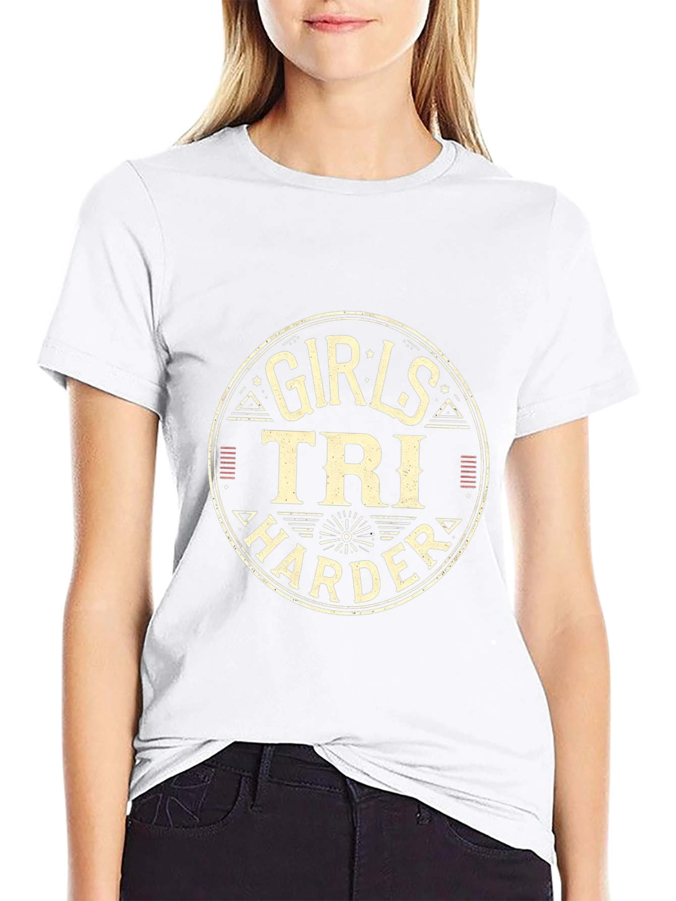 Girls Tri Harder Black T-Shirt - 9