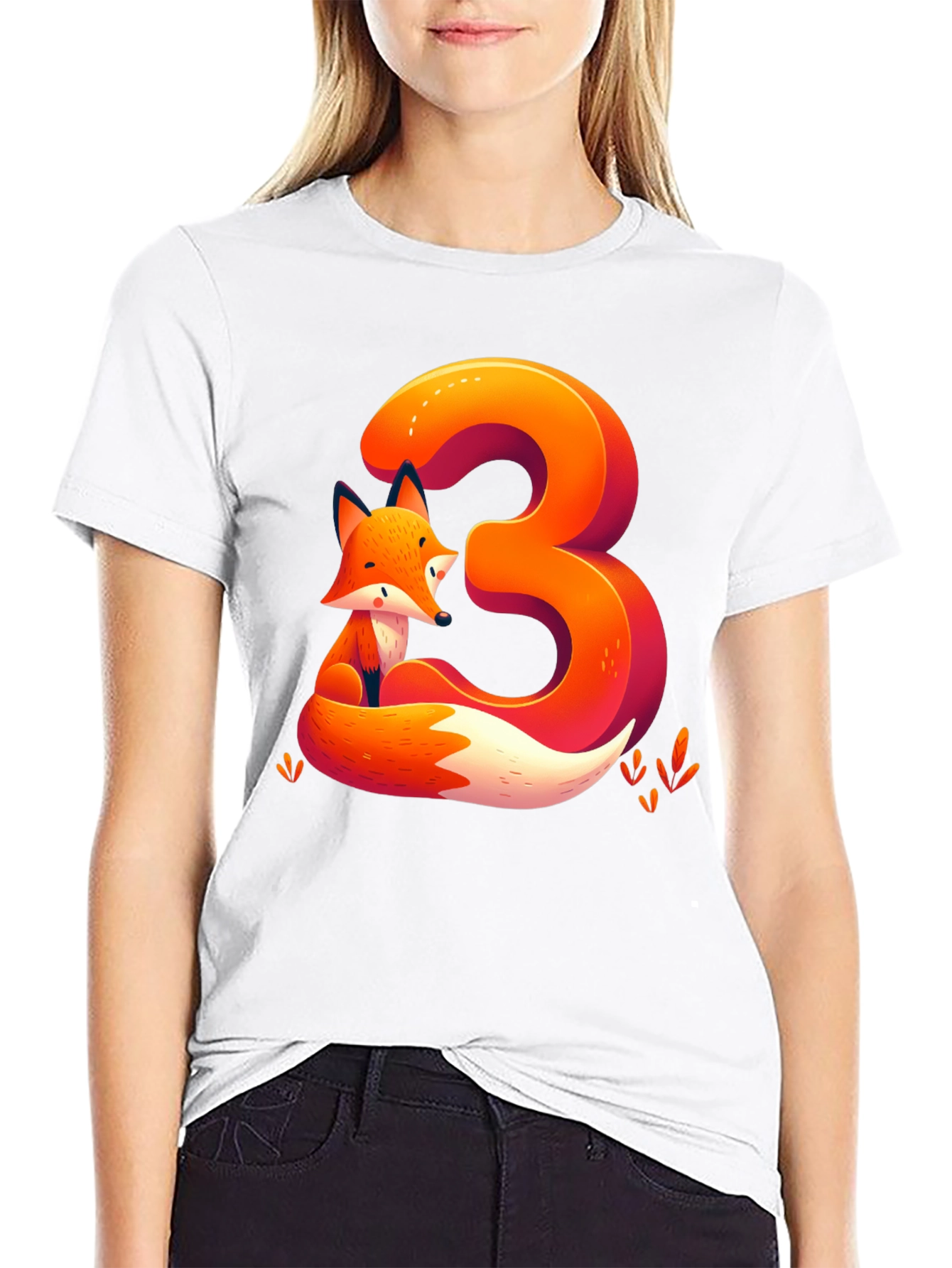 Black Fox Number 3 Graphic Tee - Cute Animal Shirt view 9