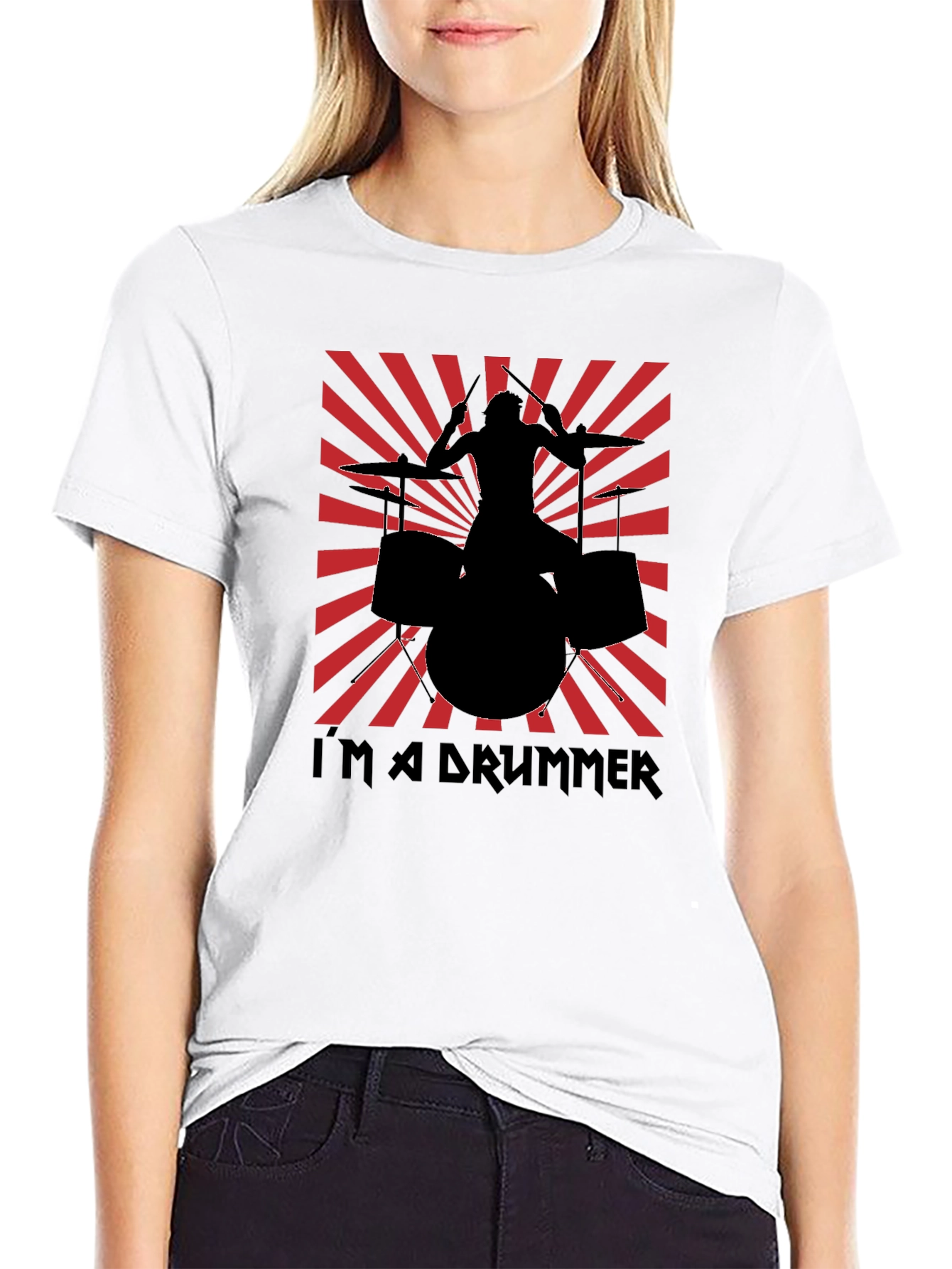 Black I'm a Drummer T-Shirt - Black view 9