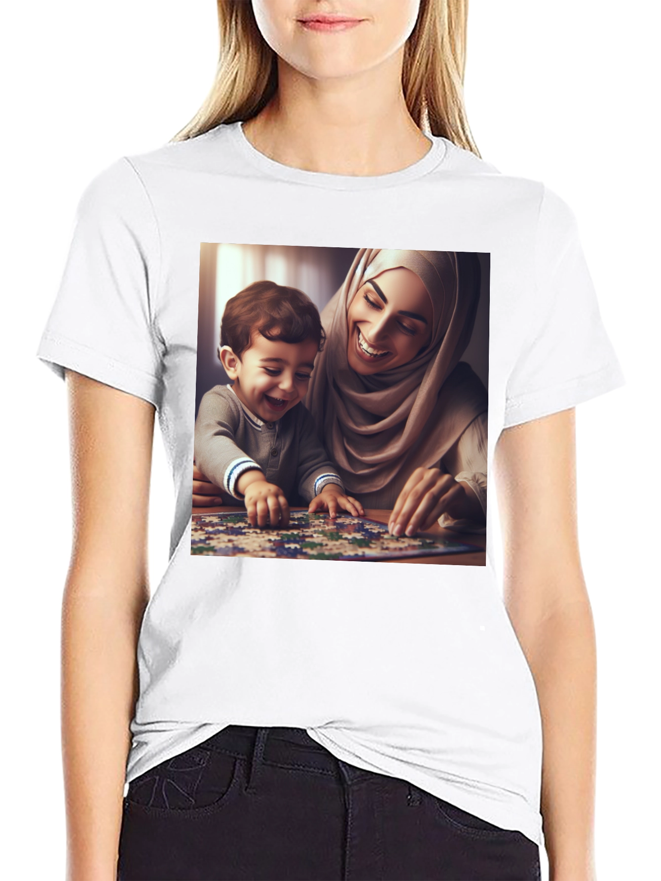 Black Family Puzzle T-Shirt - Heartwarming Design view 9