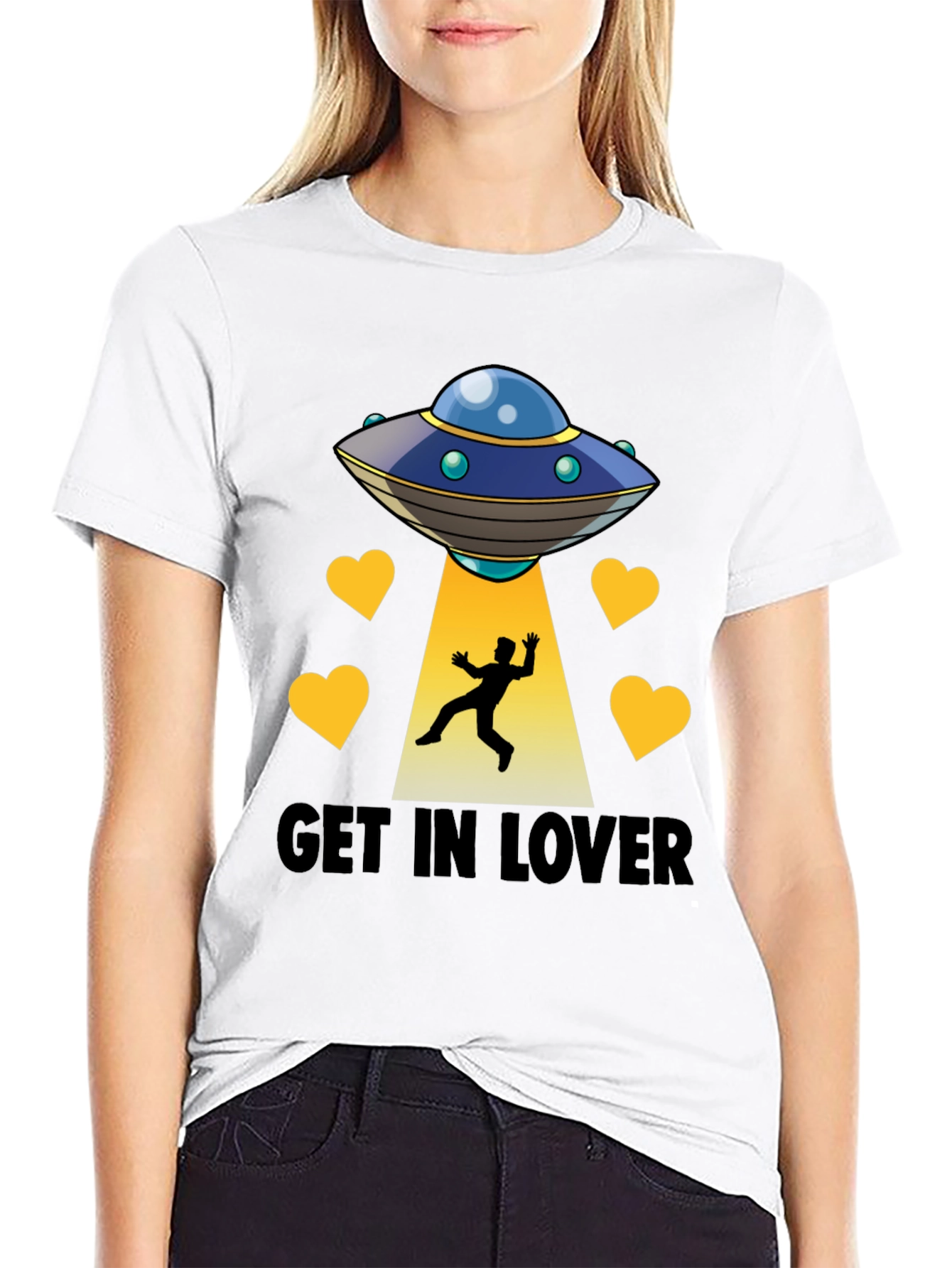 Black Get In Lover UFO Abduction Graphic Tee view 9