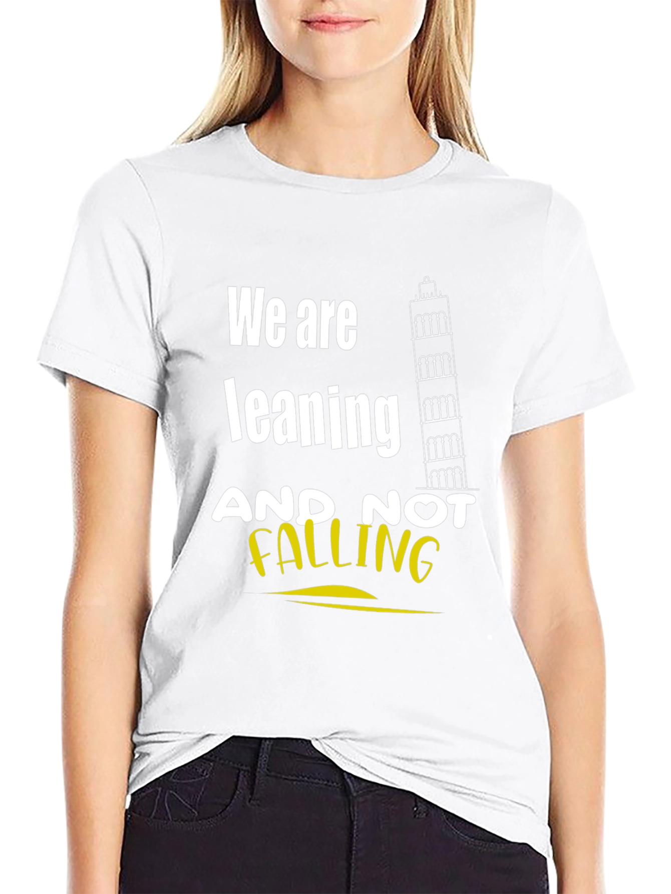 Black Leaning Tower Graphic T-Shirt - We Are Leaning, Not Falling view 9