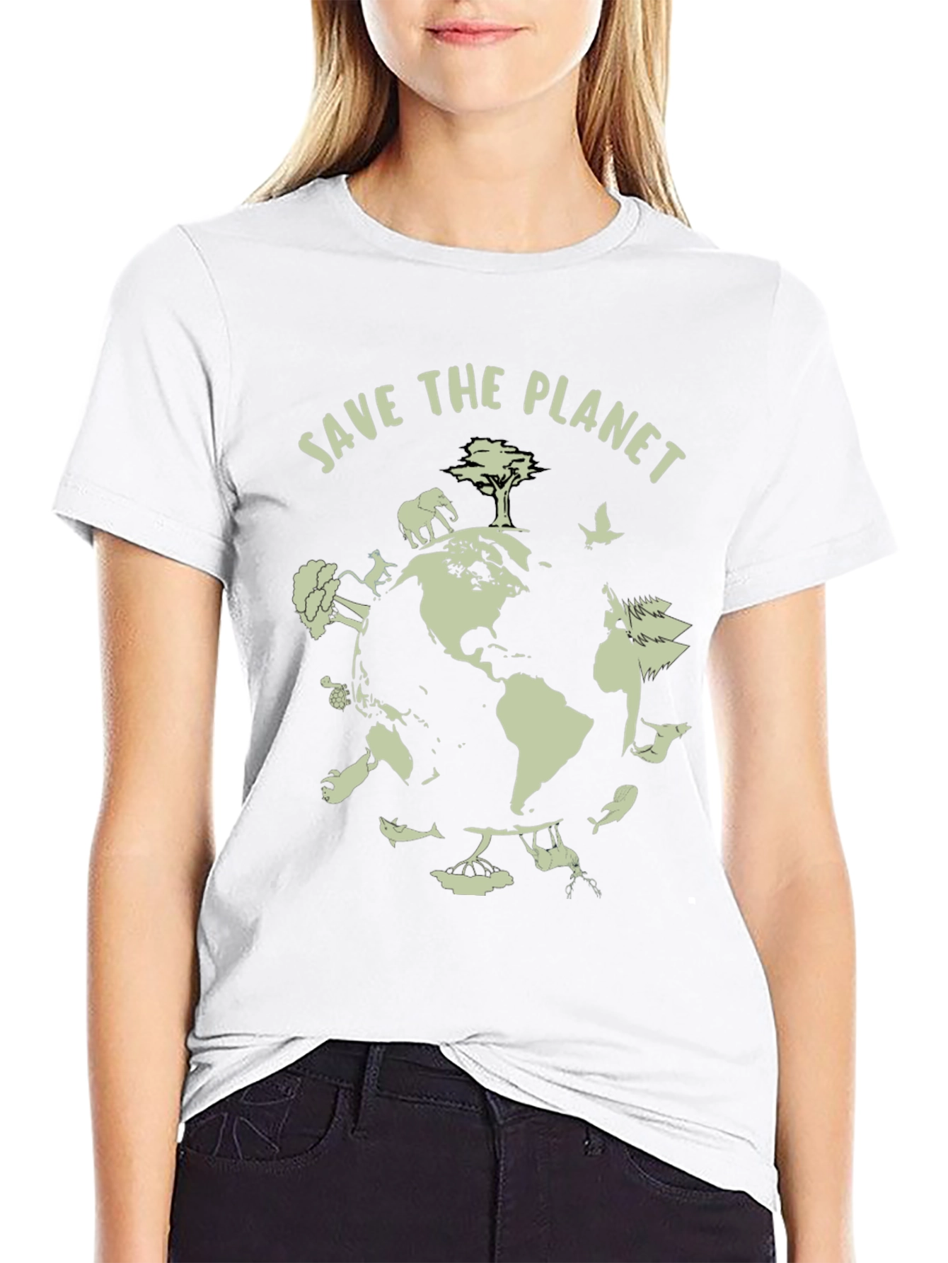 Black Save the Planet Graphic T-Shirt view 9
