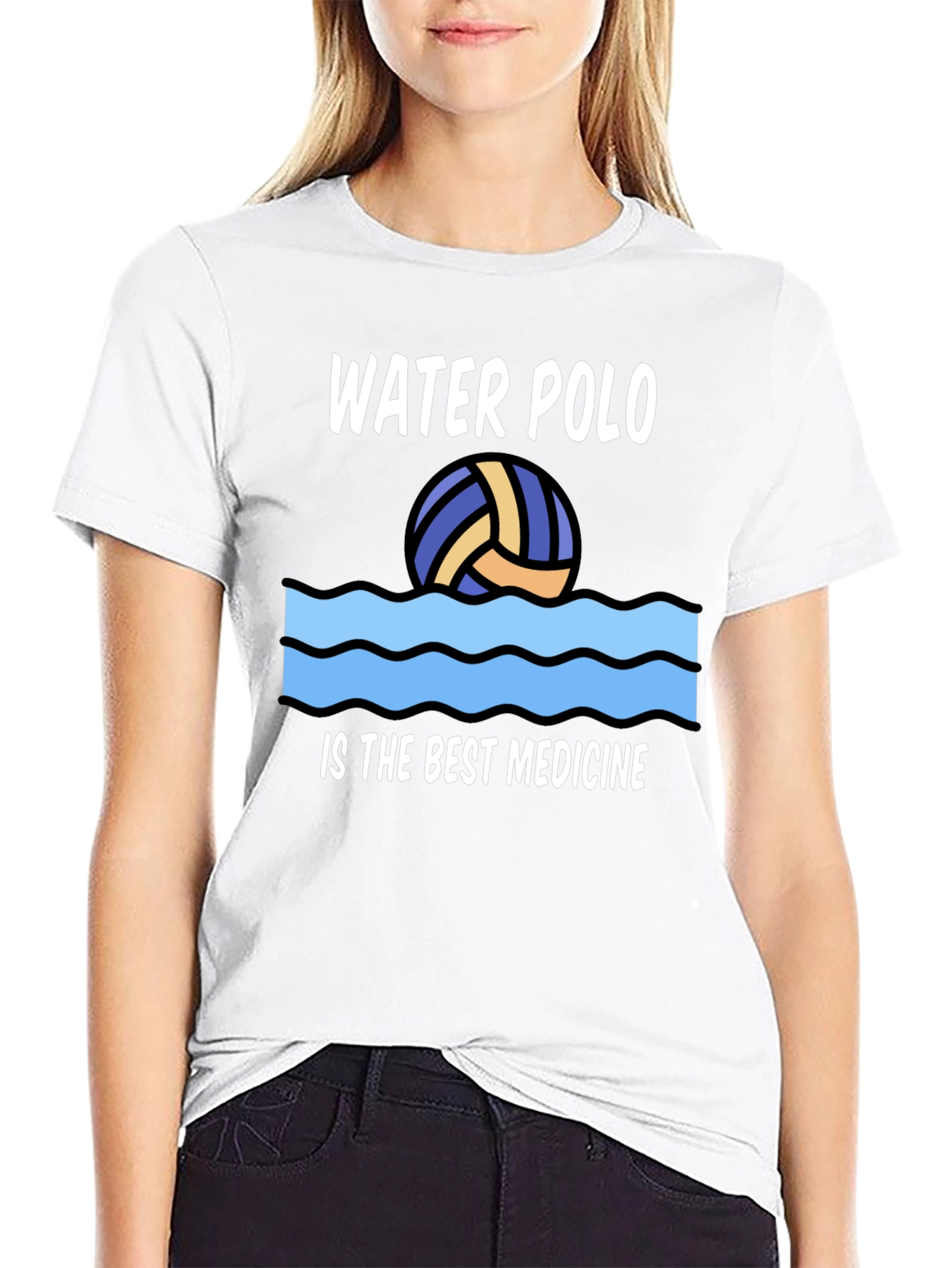 Black Water Polo Best Medicine Graphic T-Shirt view 9
