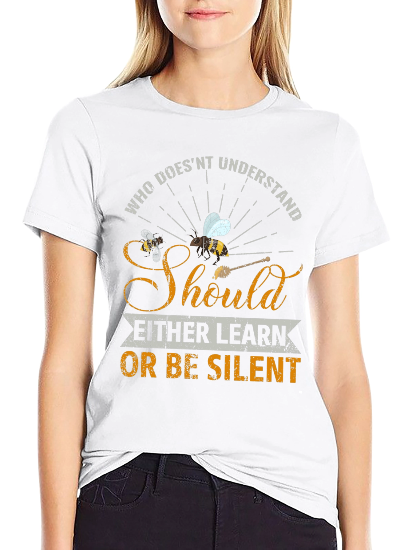 Black Who Doesn't Understand Bees T-Shirt view 9