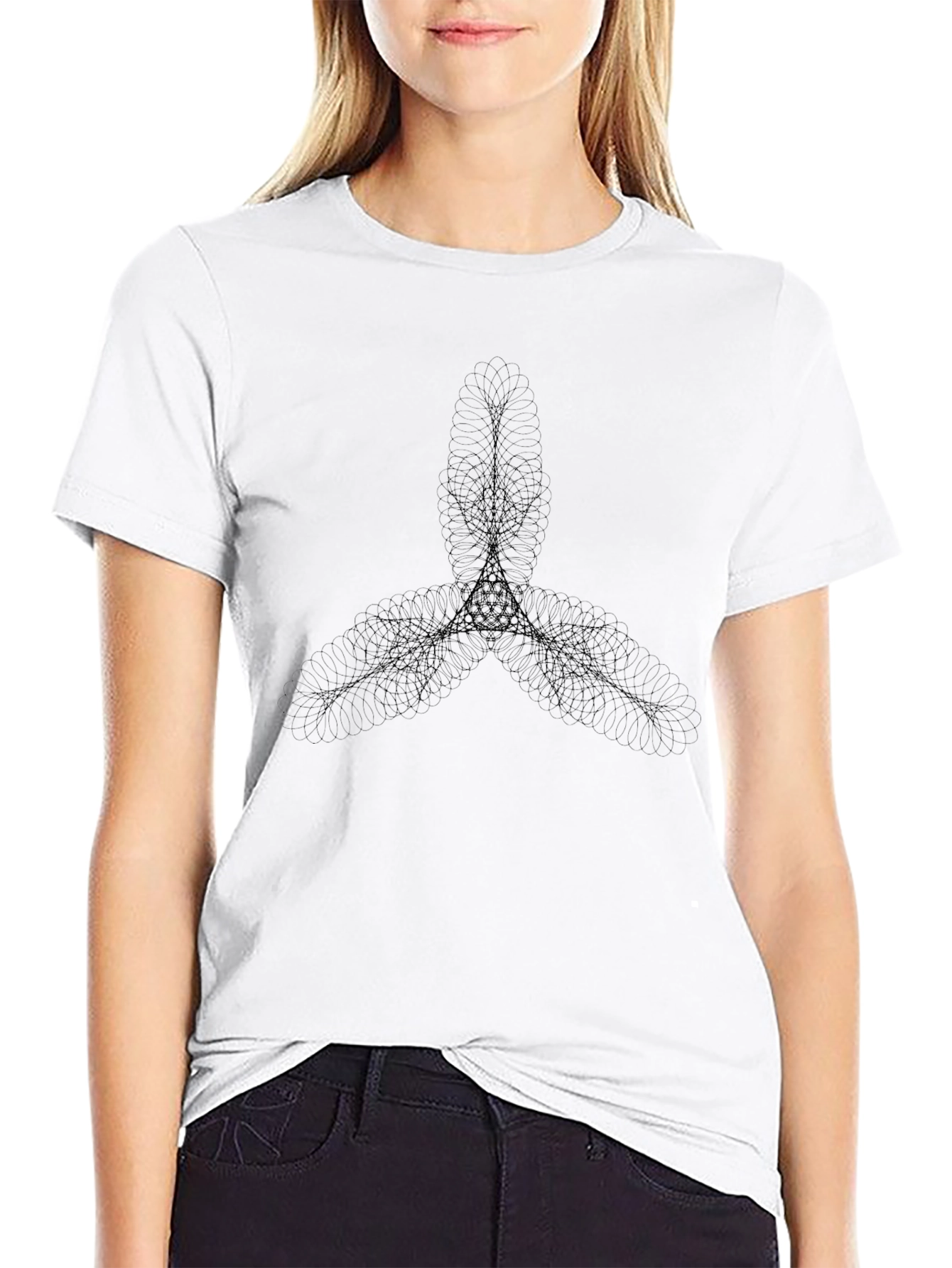 Black Geometric Tri-Branch Graphic Tee view 9
