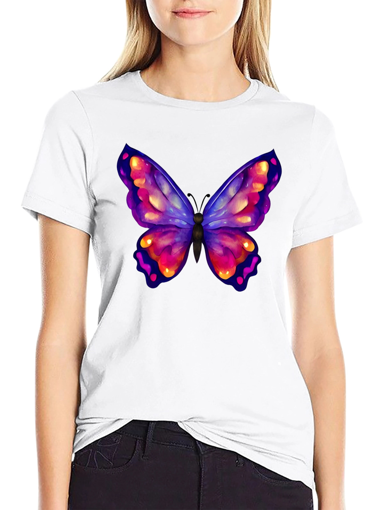 Black Butterfly Graphic Black T-Shirt view 9