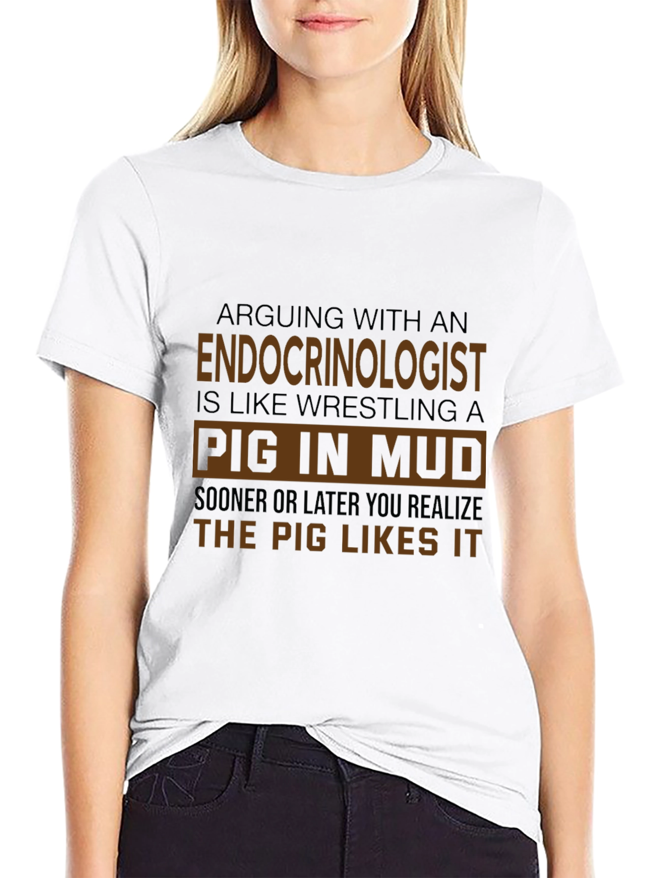 Black Endocrinologist Pig in Mud Graphic Tee view 9