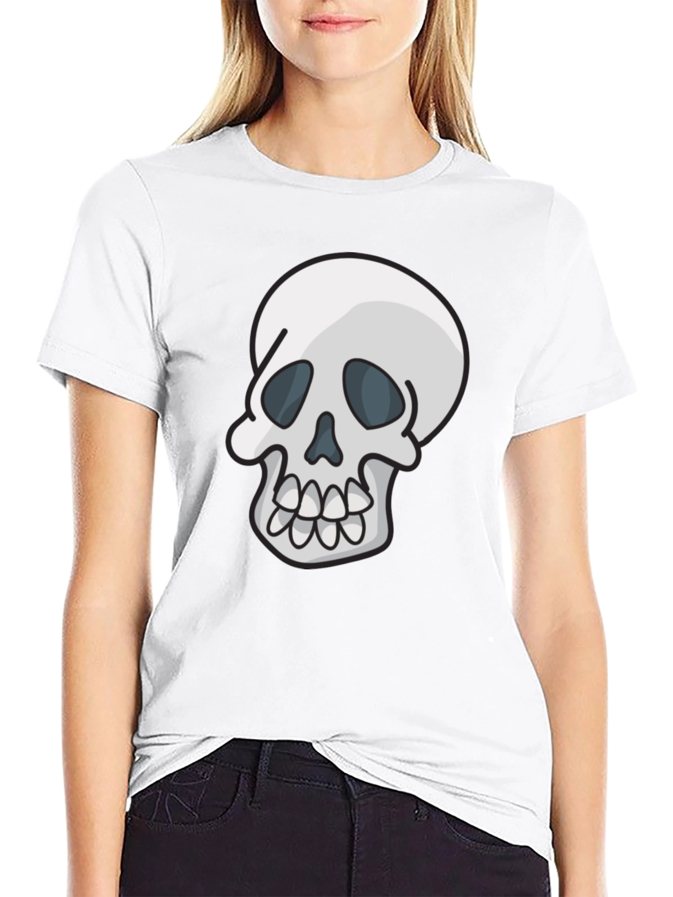 Black Skull Graphic Tee - Casual Black T-Shirt view 9